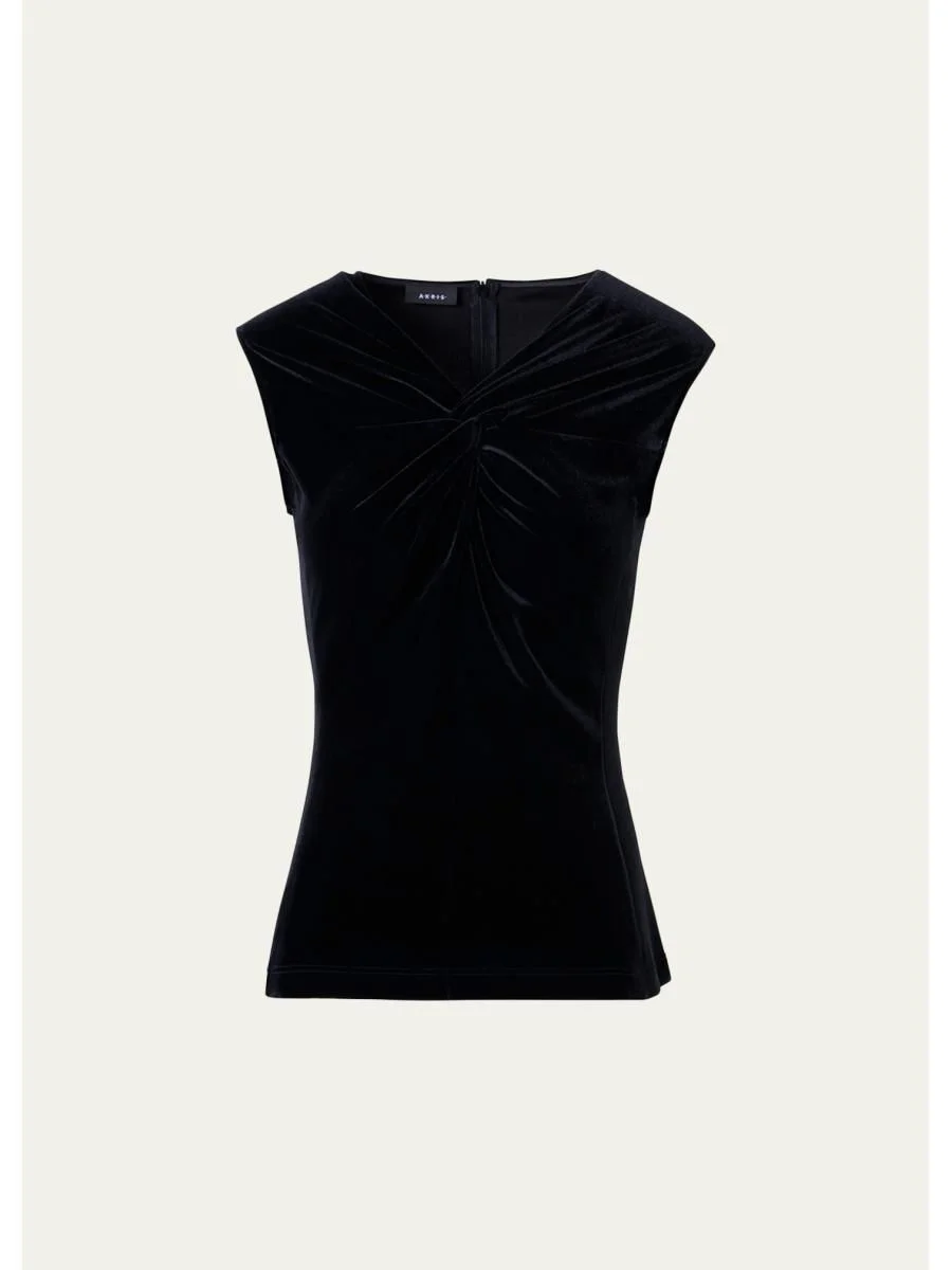 Twisted Velvet Jersey Sleeveless Top - 1
