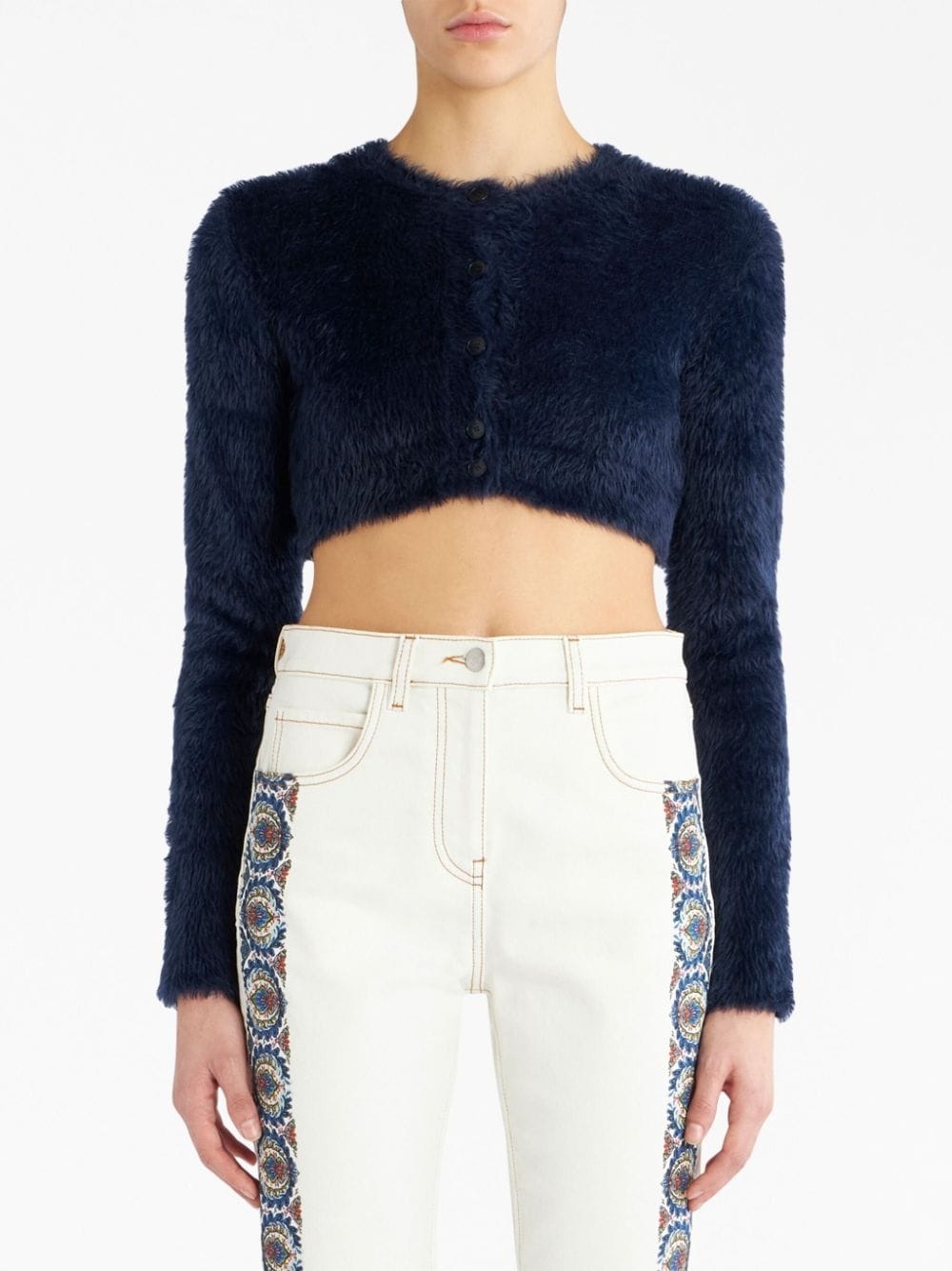 faux-fur cropped cardigan - 2