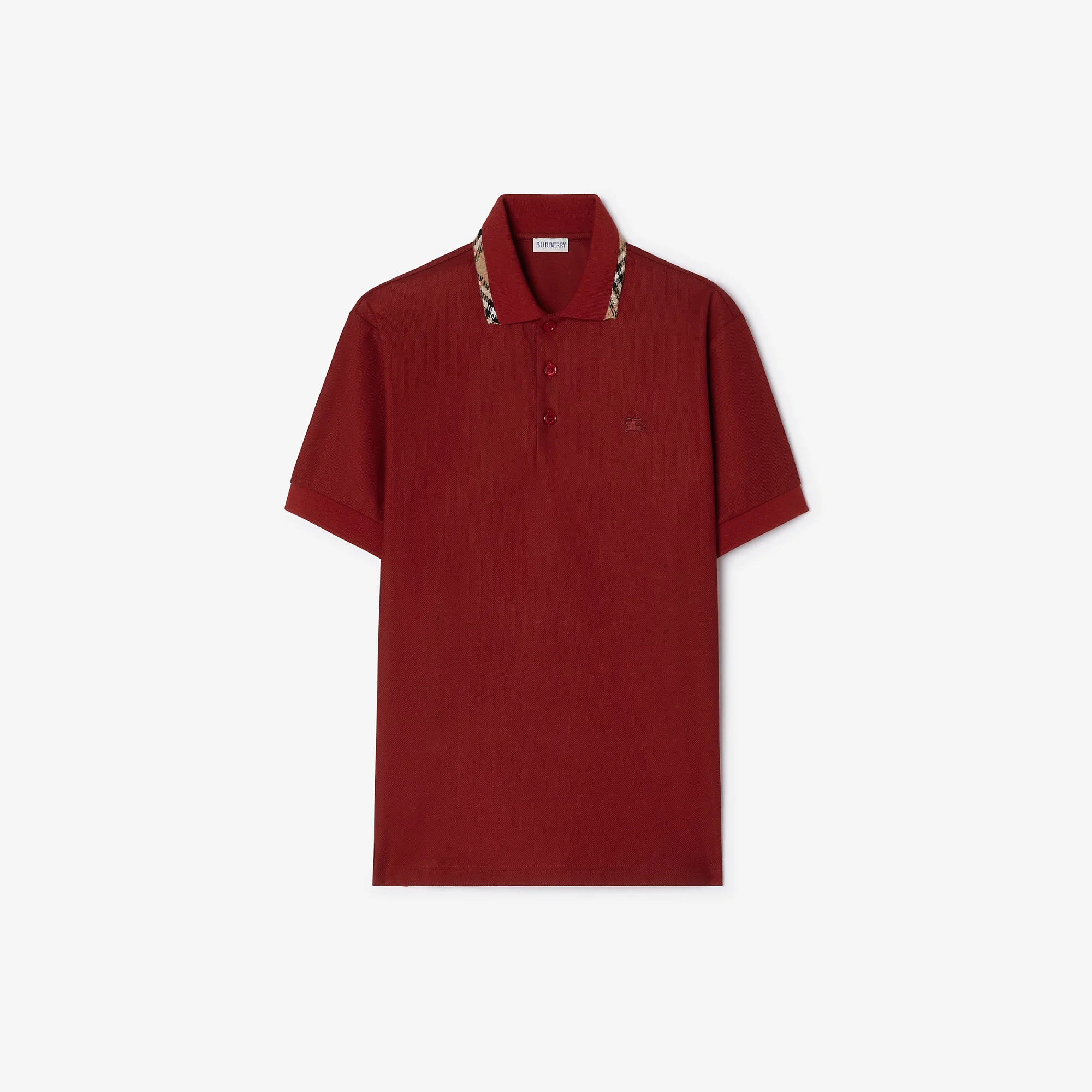 Check Trim Cotton Polo Shirt - 1