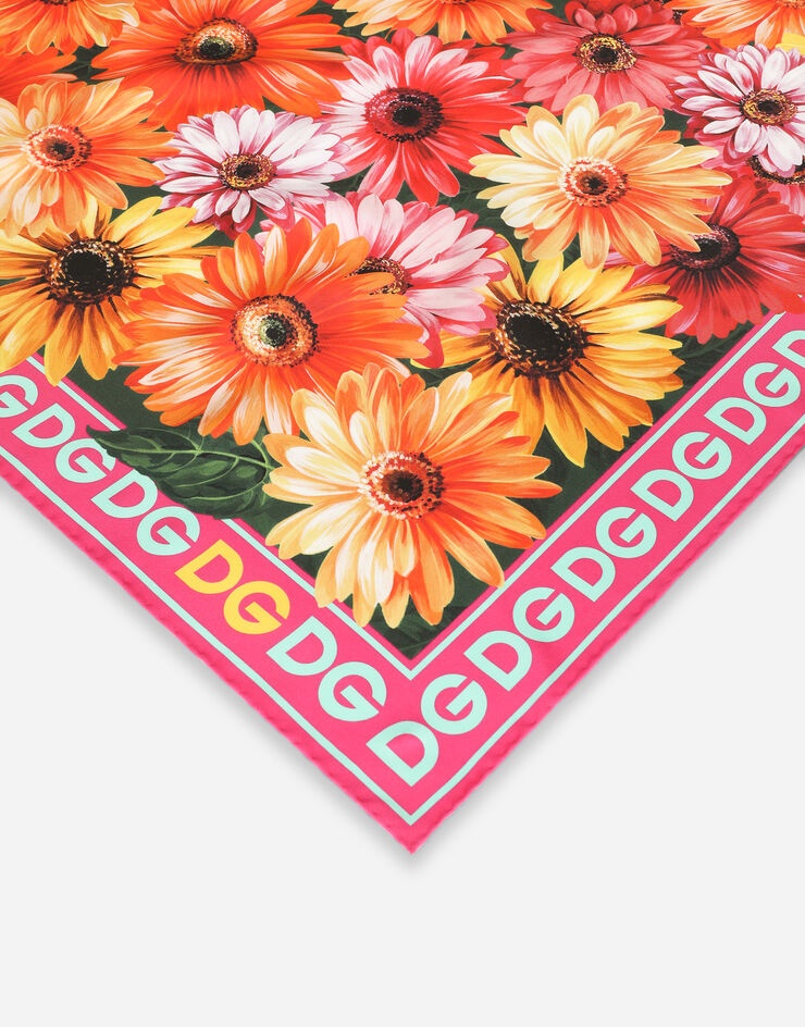 Twill scarf with gerbera-daisy print (90 x 90) - 3