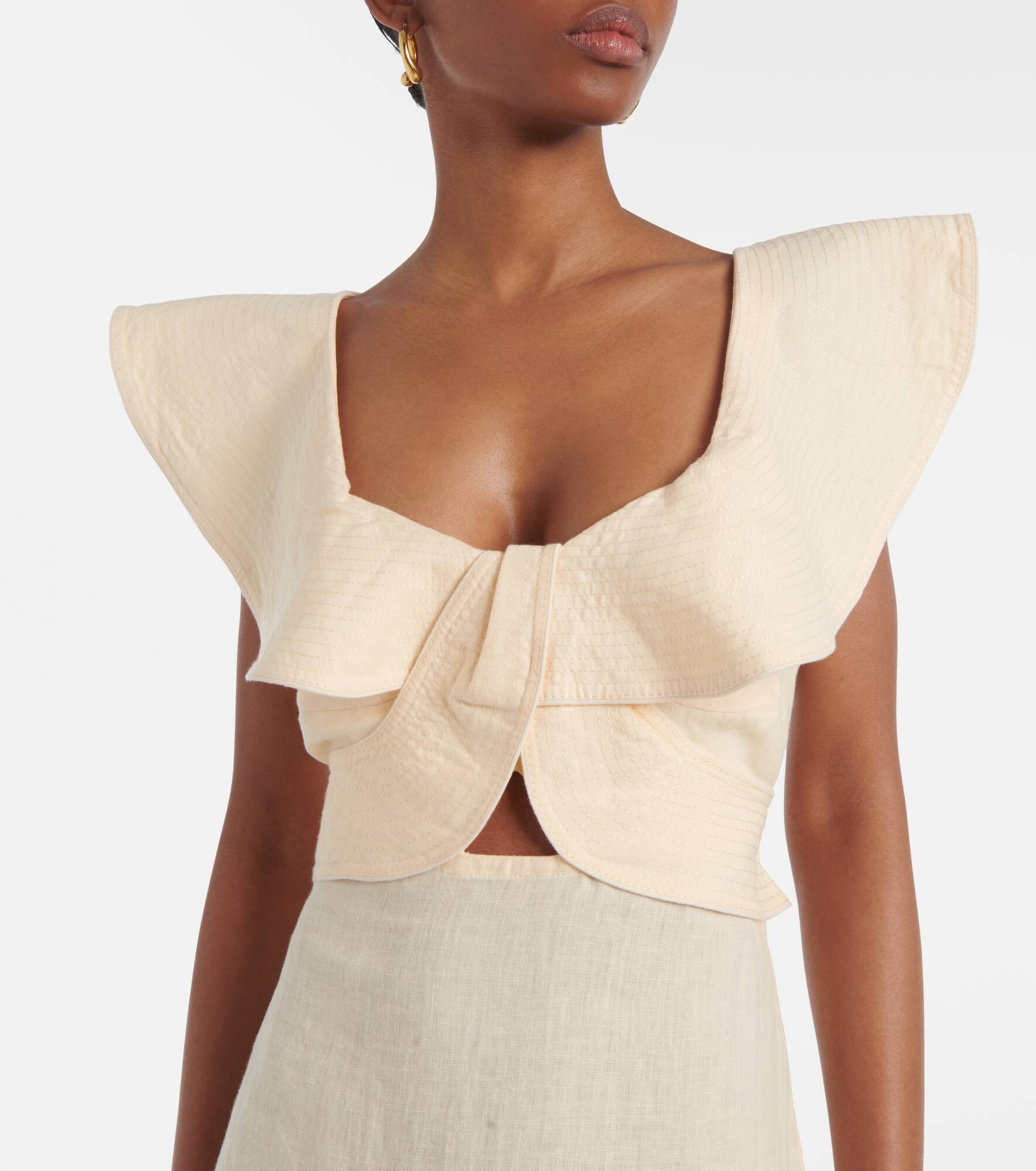 Ruffled linen midi dress - 4