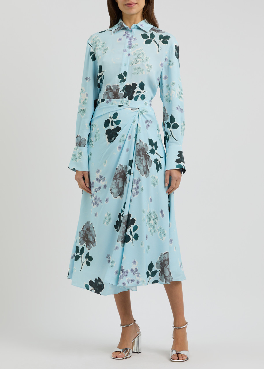 Erdem Floral-print Draped Midi Skirt - 4
