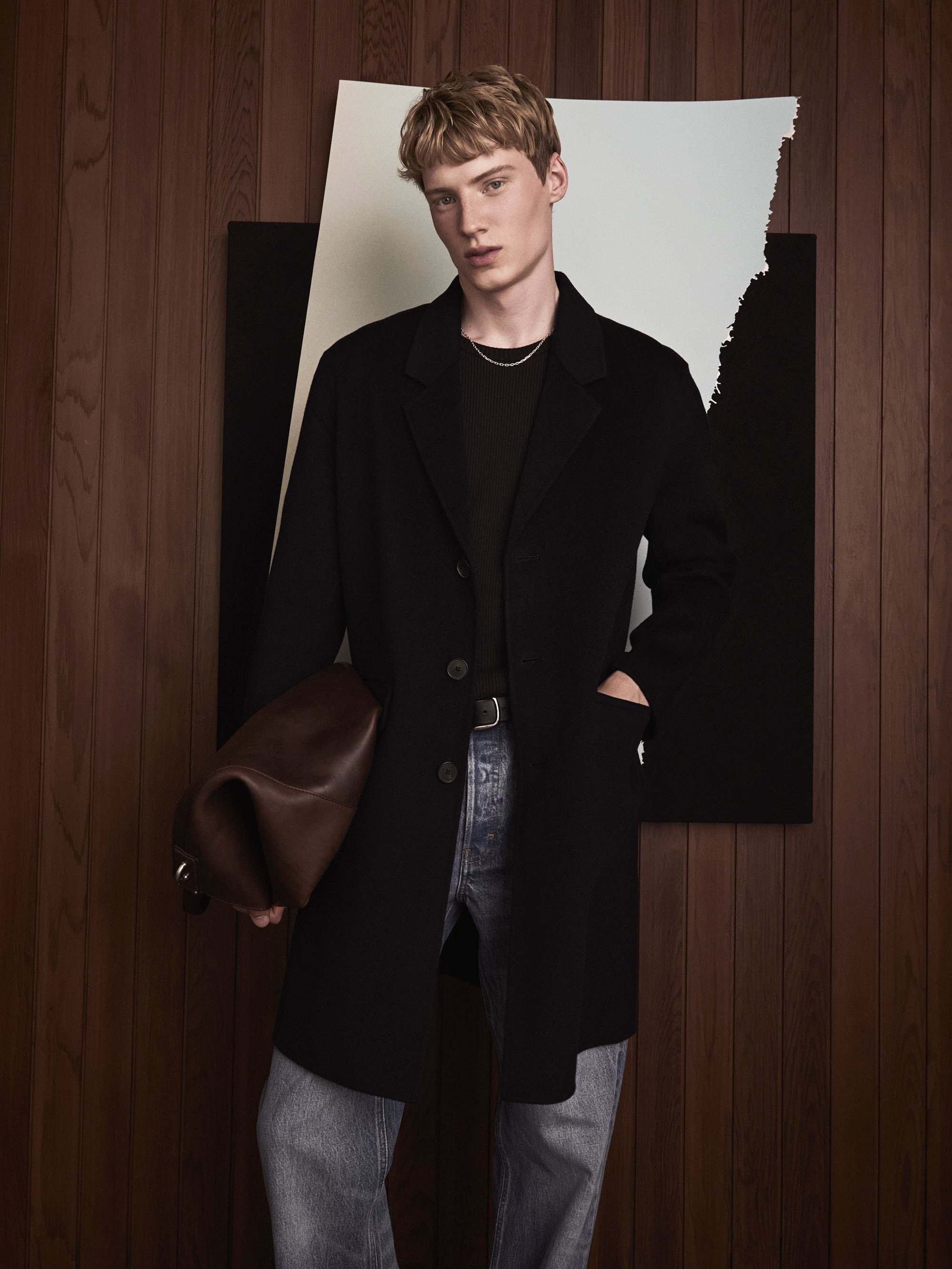 Double Face Wool Overcoat in Dark Navy - 5