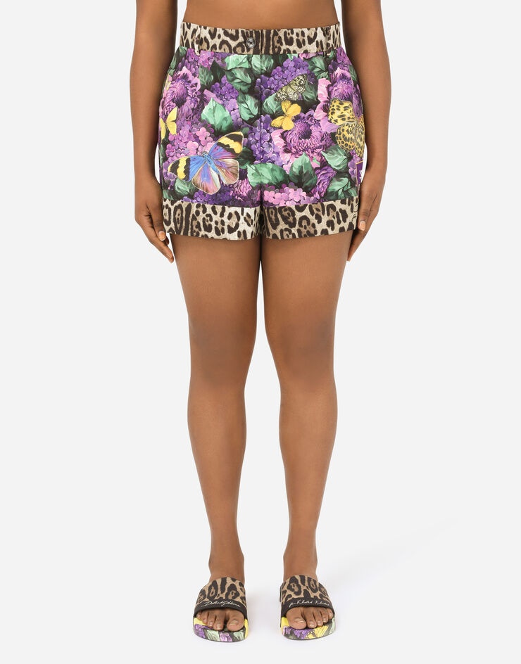 Butterfly-print poplin shorts - 1