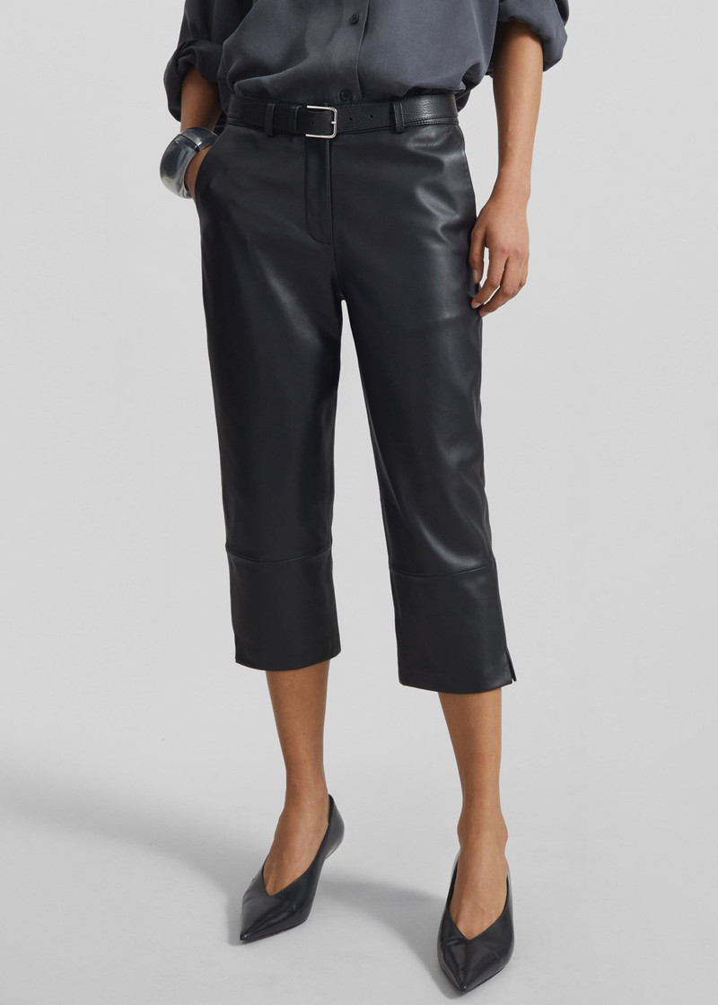 Lior Leather Capri Pants - Black 3