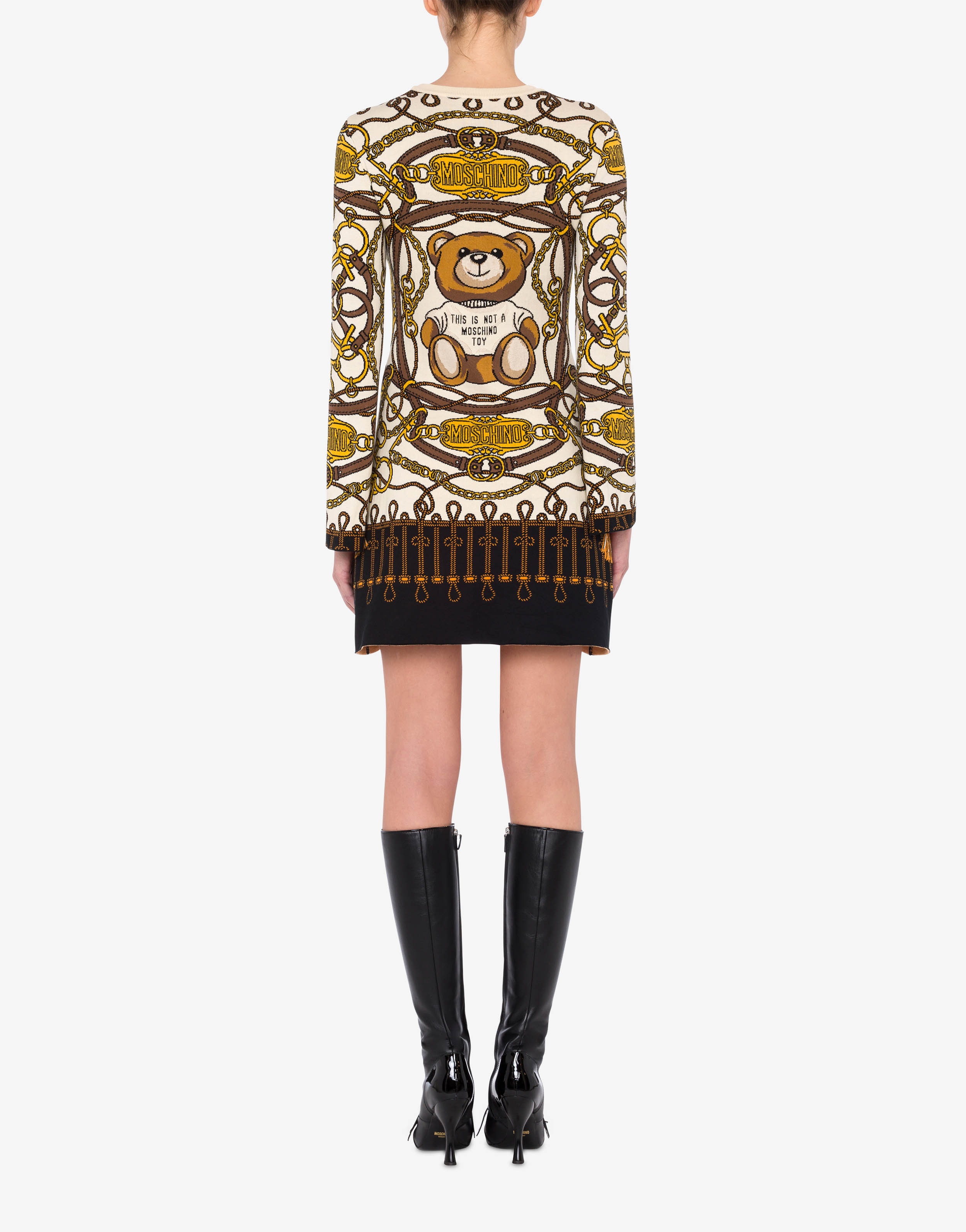 MILITARY TEDDY SCARF KNIT DRESS - 3