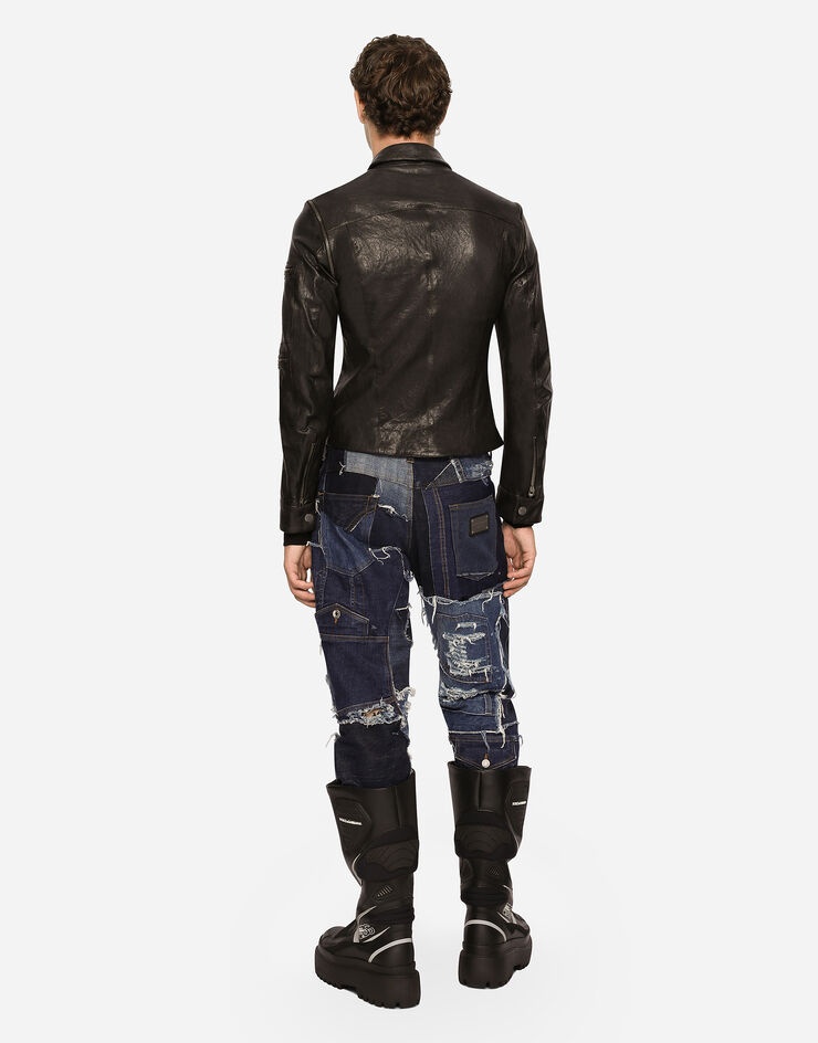 Loose patchwork denim jeans with rips - 3