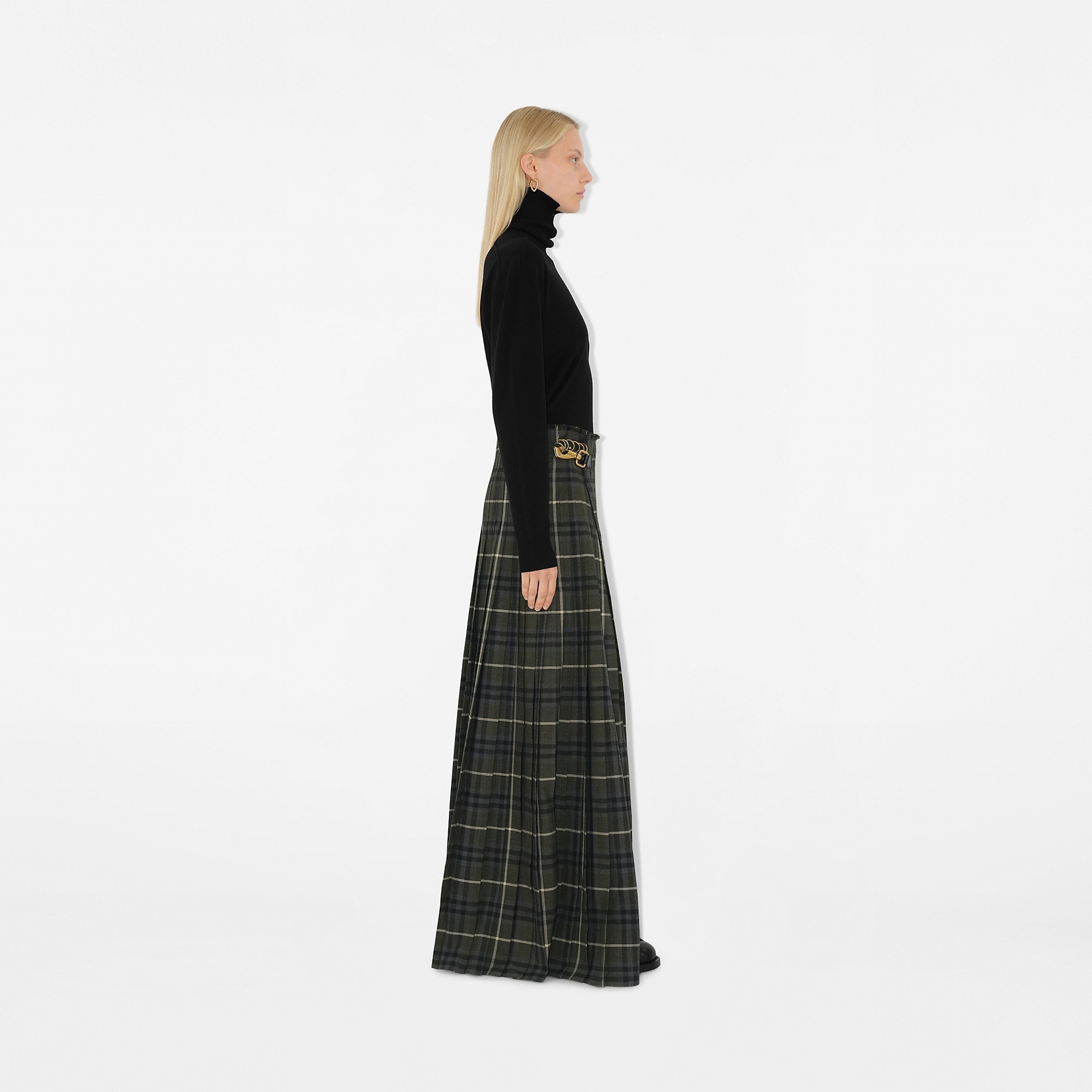 Check Wool Blend Kilt - 3