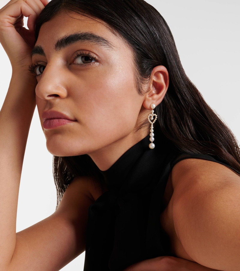 SOPHIE BILLE BRAHE Pearl Heart 14kt gold pendant earrings with pearls outlook