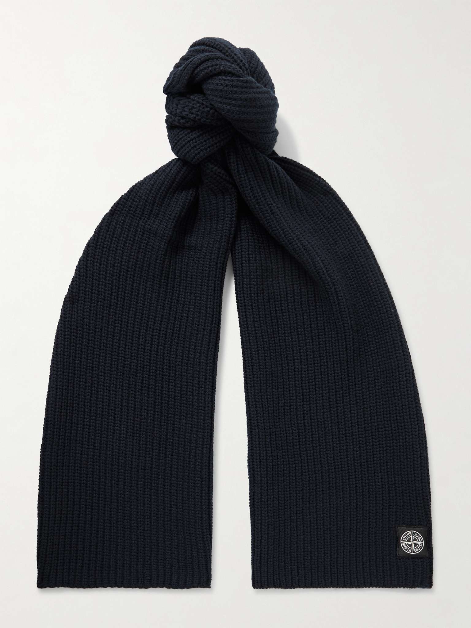 Logo-Appliquéd Ribbed Wool Scarf - 1