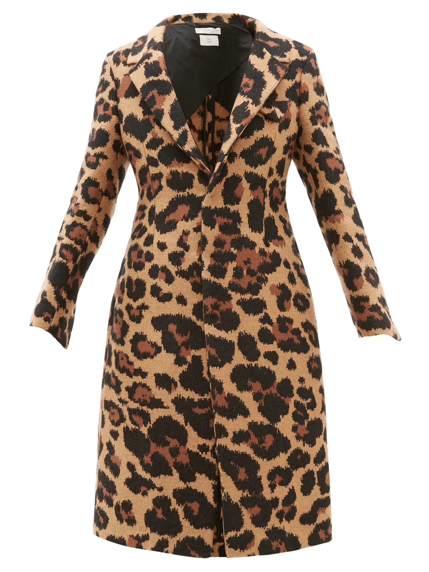 Leopard-jacquard single-breasted coat - 1