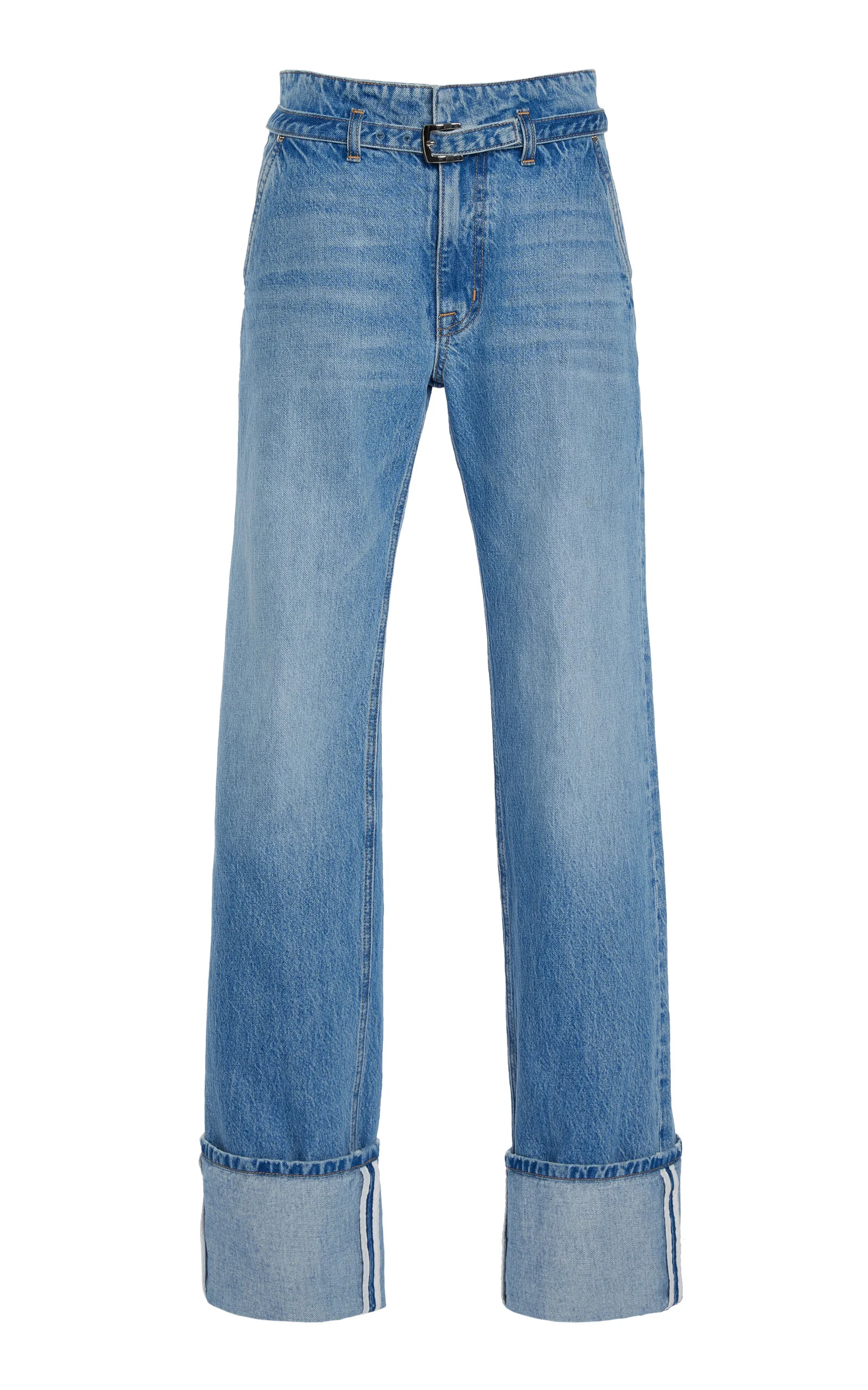 The Alexa Cuffed Rigid Low-Rise Straight-Leg Jeans medium wash - 1
