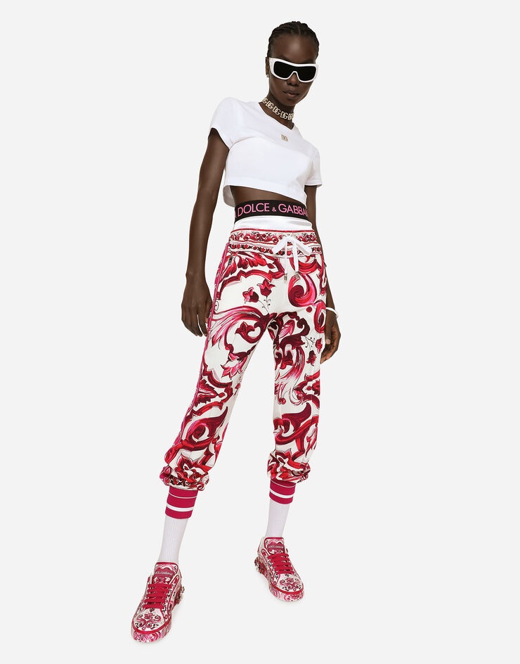 Majolica-print cady jogging pants - 5