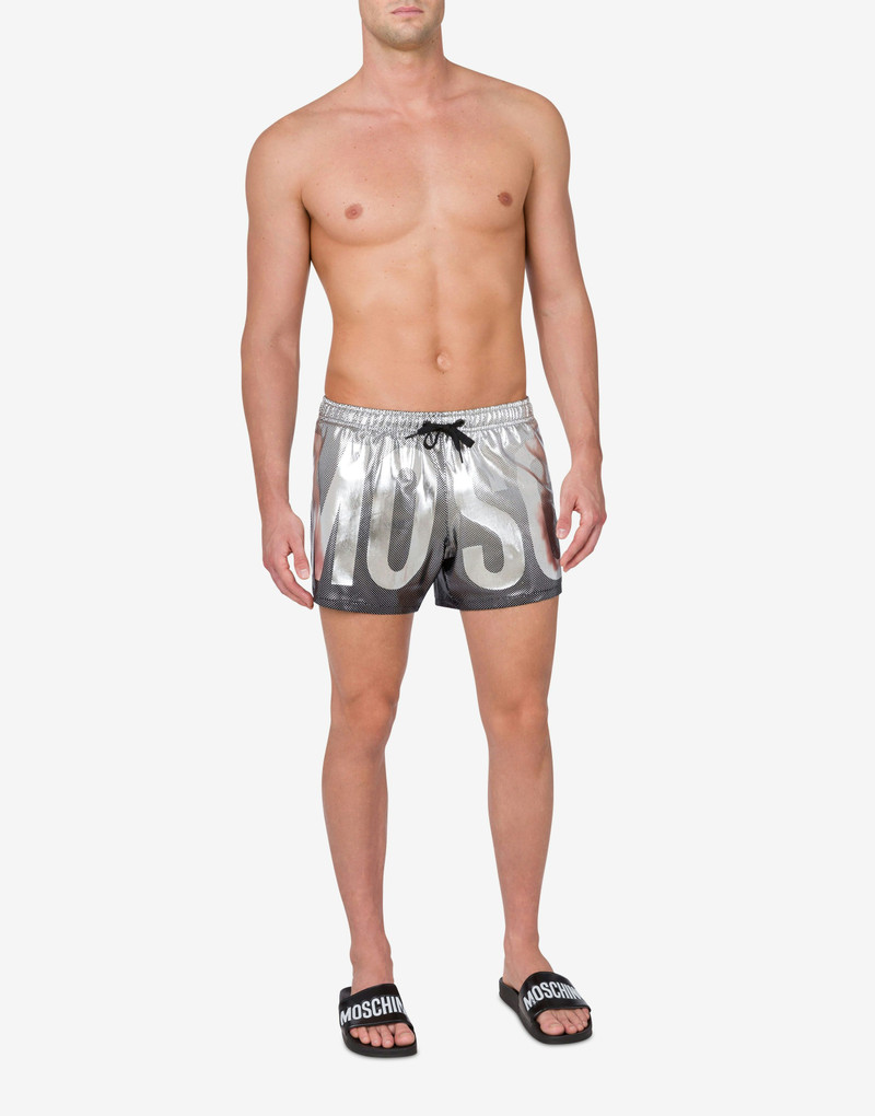 Moschino SWIM TRUNKS SILVER MAXI LOGO outlook