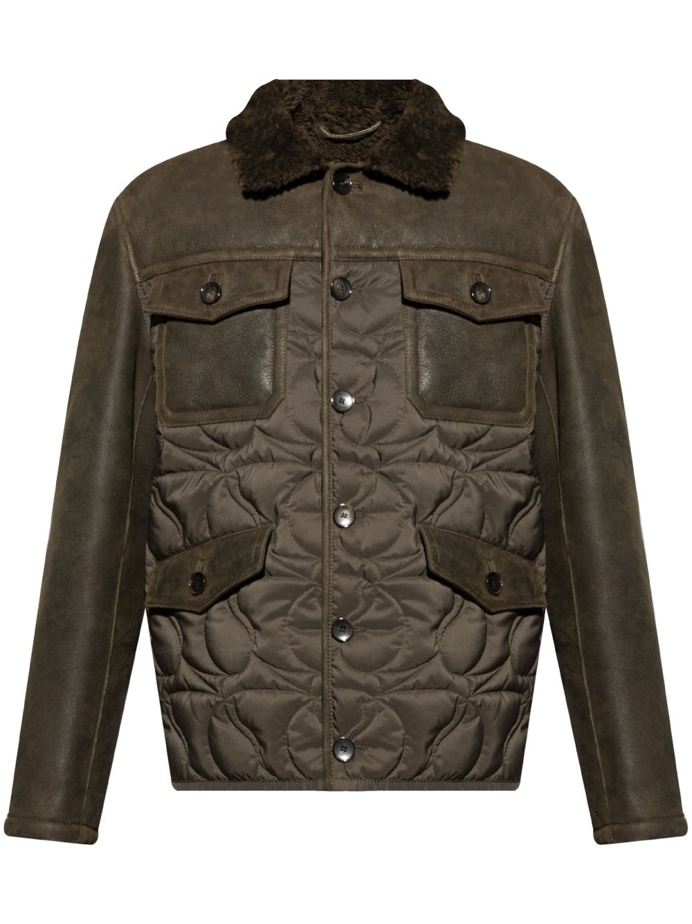 multi-pocket sheepskin jacket - 1