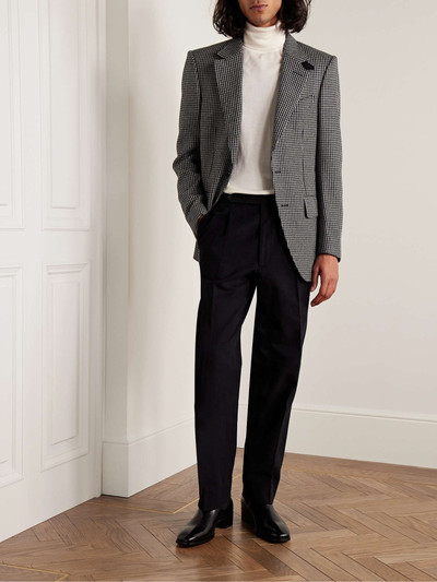 TOM FORD Atticus Leather-Trimmed Houndstooth Wool, Mohair and Cashmere-Blend Blazer outlook