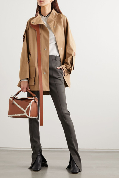 Loewe Oversized leather-trimmed cotton-twill parka outlook