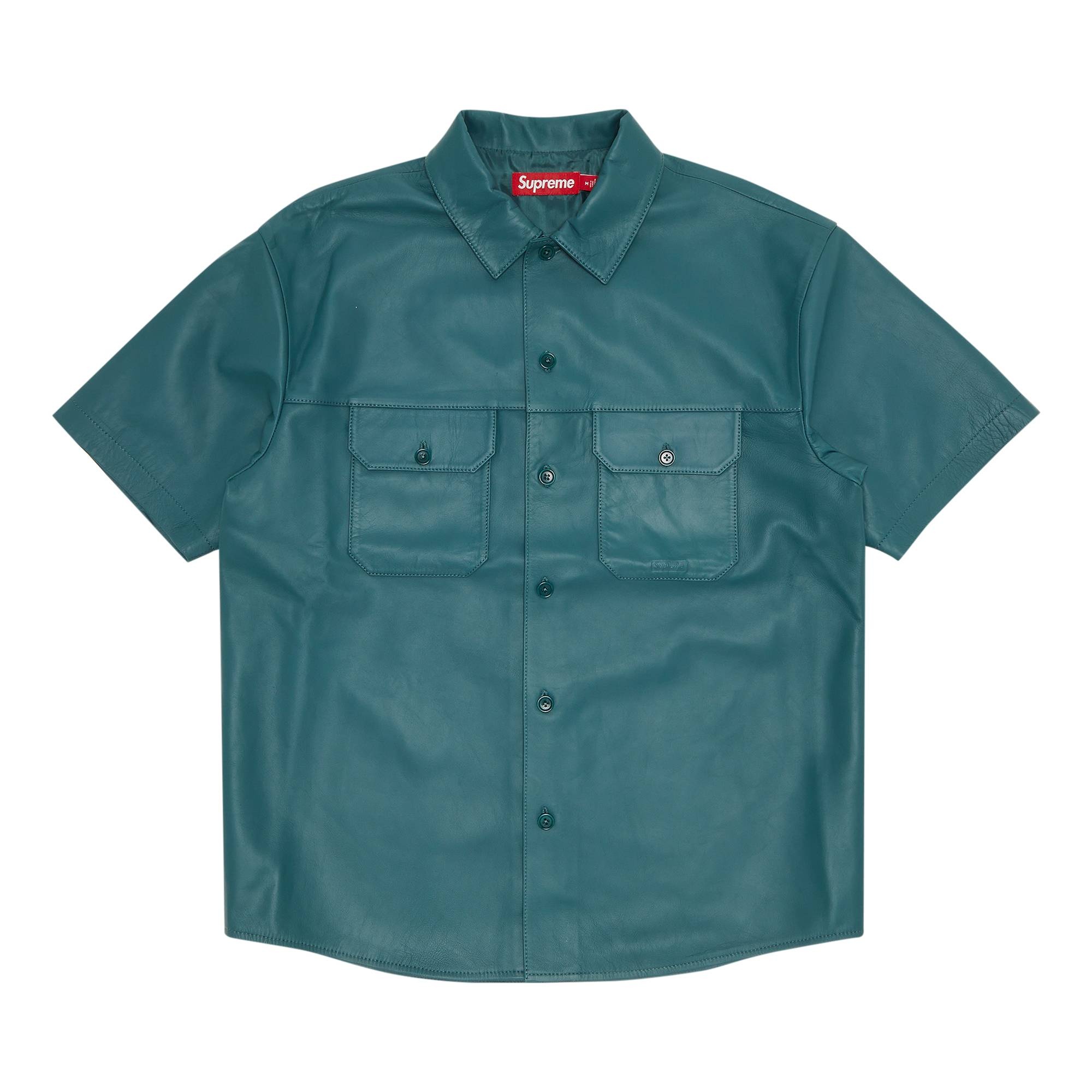 Supreme Short-Sleeve Leather Work Shirt 'Dusty Teal' - 1