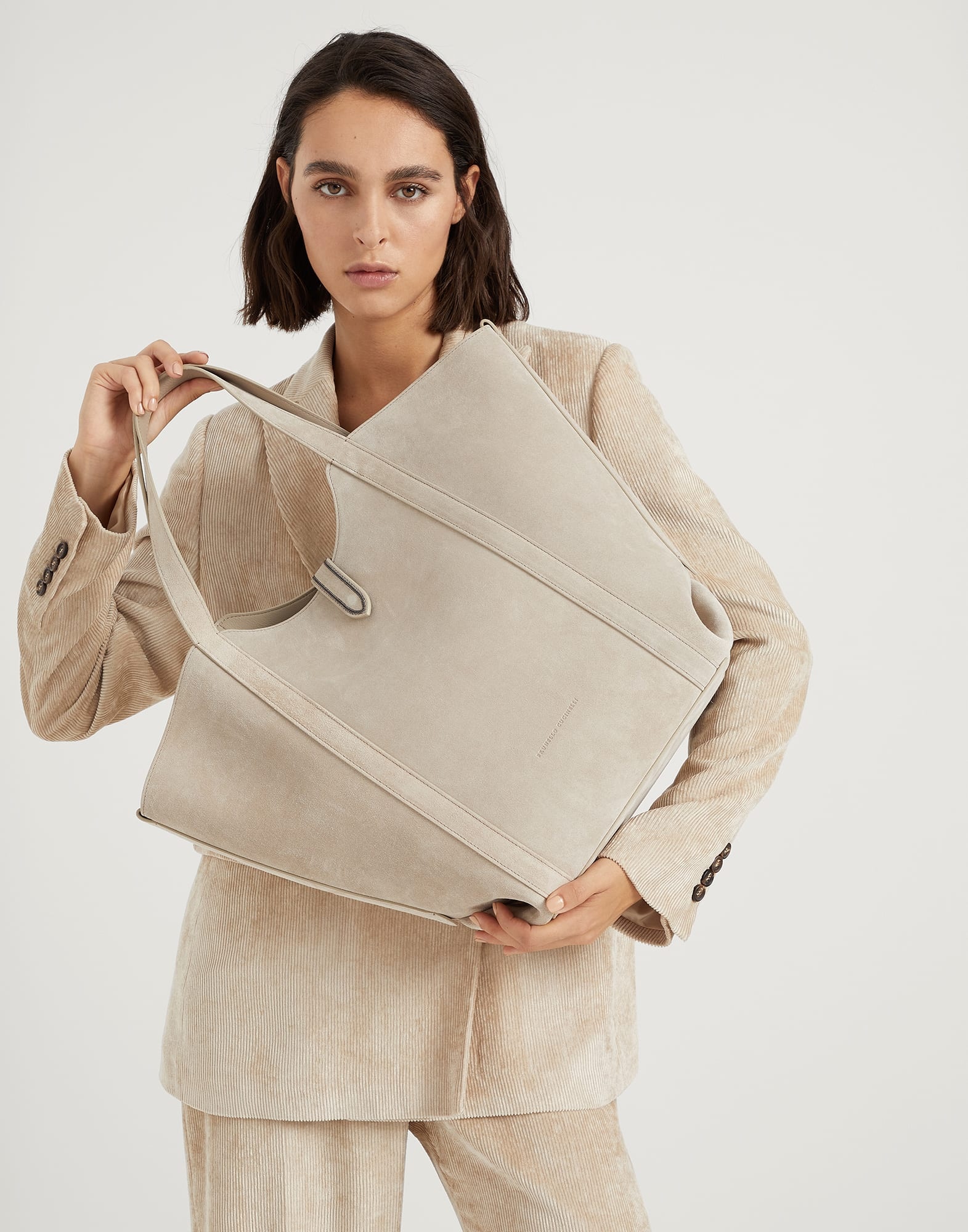 Suede shopper bag with monili - 4