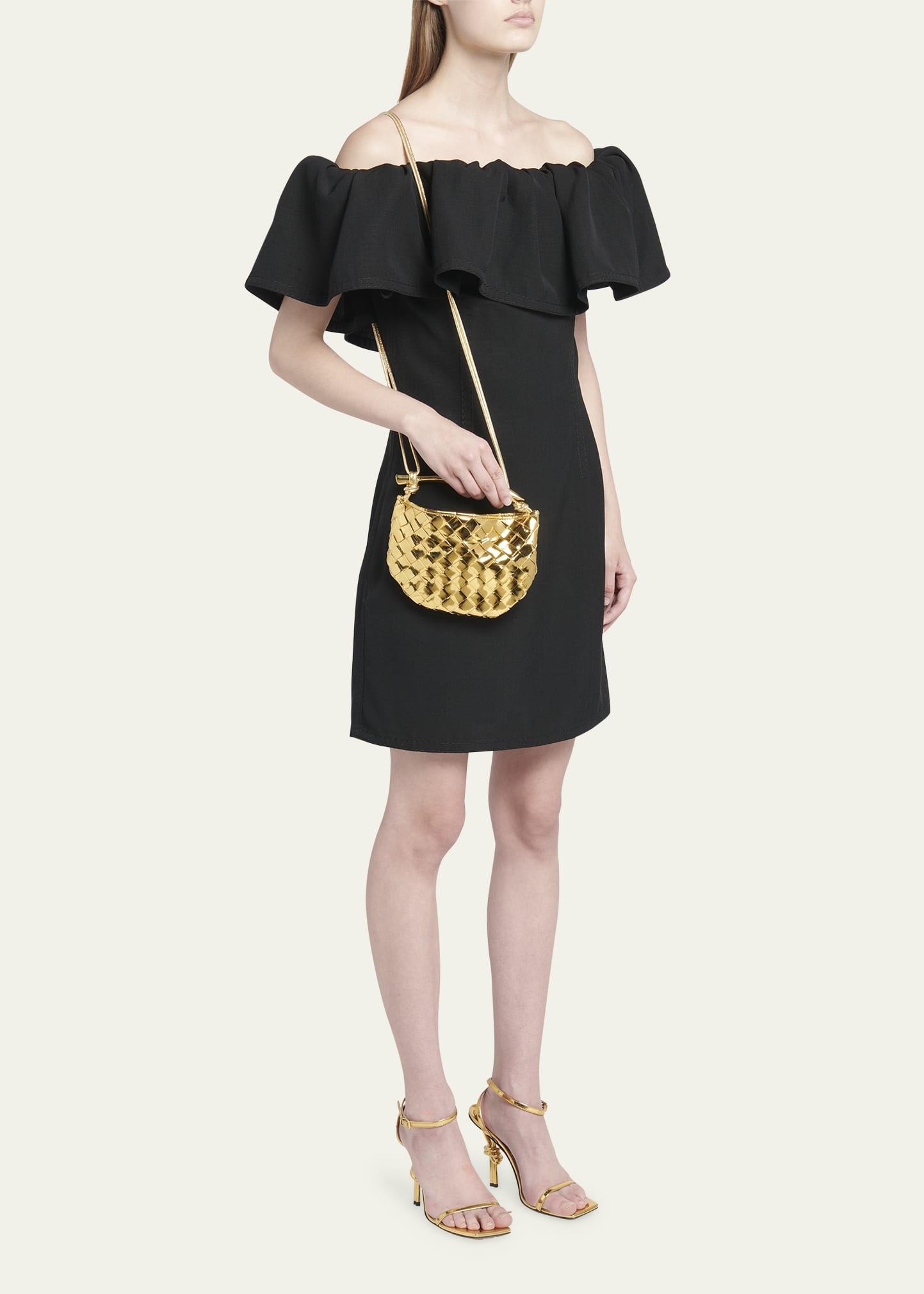 Sardin Mini Metallic Intrecciato Top-Handle Bag - 5