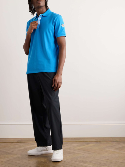 Moncler Logo-Appliquéd Grosgrain-Trimmed Cotton-Piqué Polo Shirt outlook