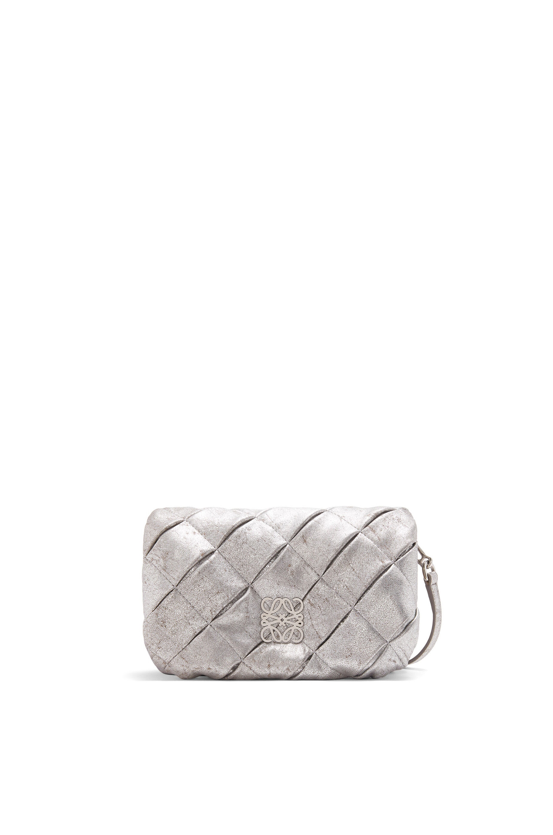 Mini Puffer Goya bag in pleated metallic leather - 1