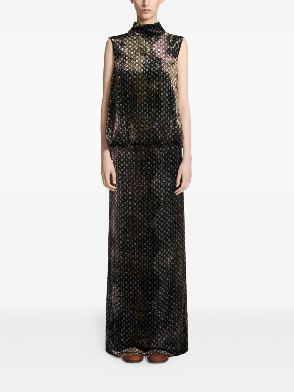 printed high-neck dress - 2