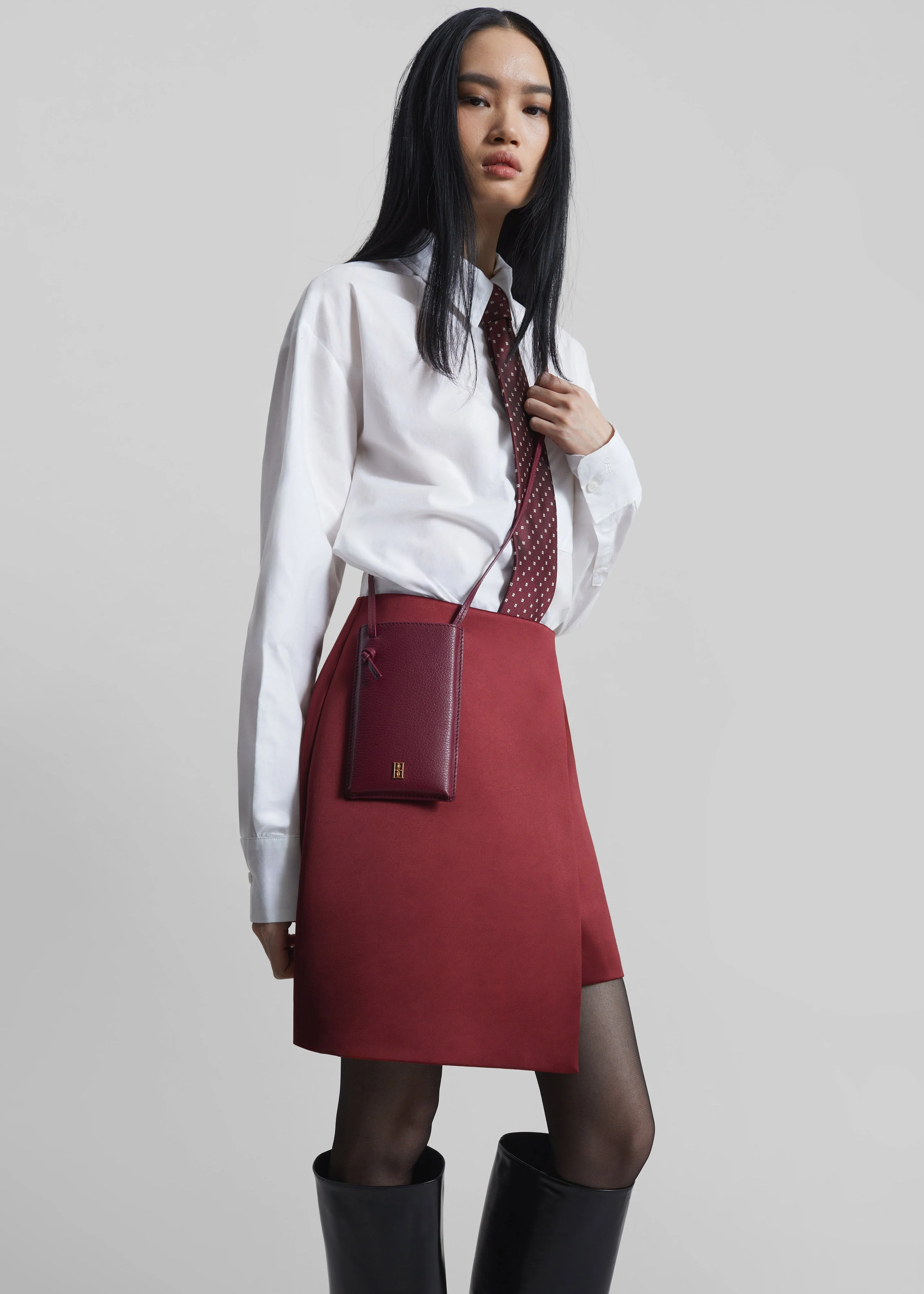 By Malene Birger Aya Phone Leather Pouch - Cabernet - 1