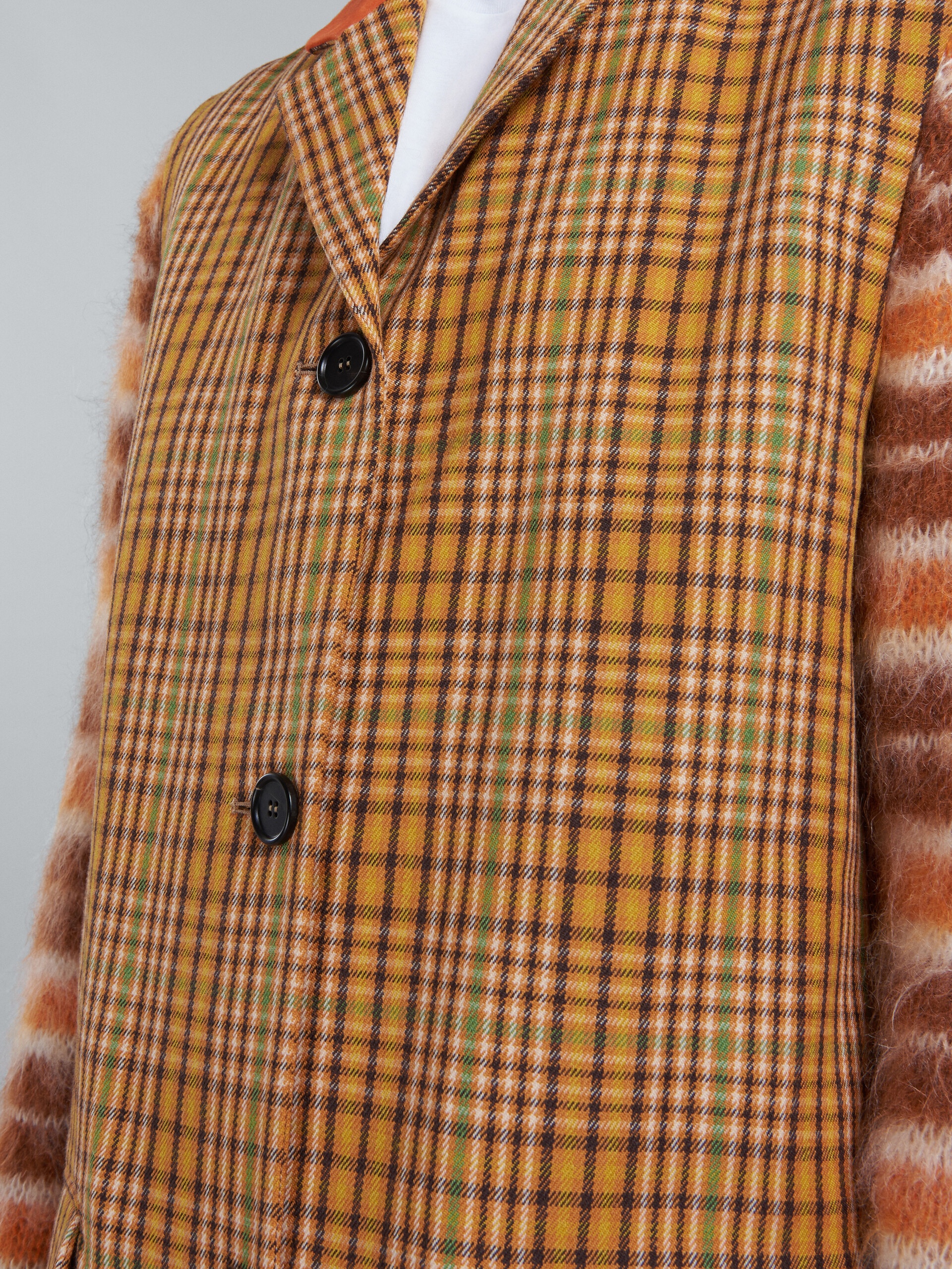 LONG WOOL VEST WITH ORANGE CHECKS - 5