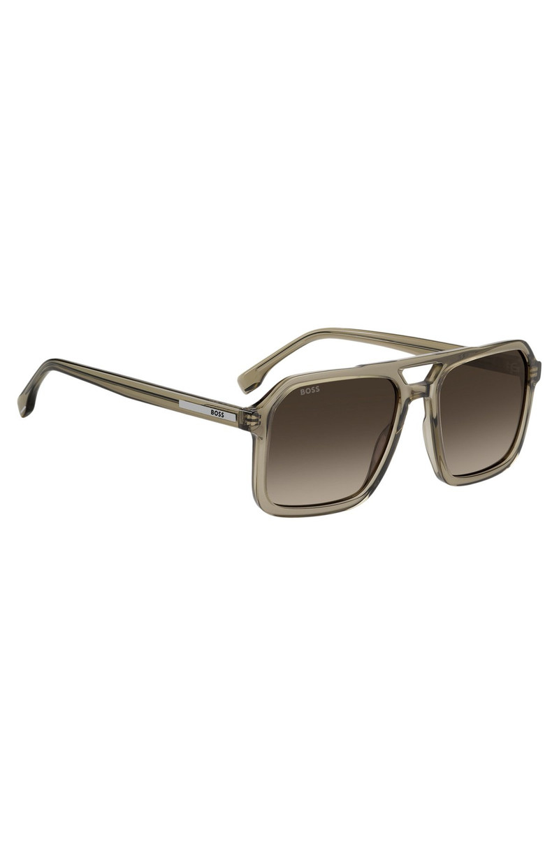 TRANSPARENT-BROWN SUNGLASSES WITH LOGO TRIM 4