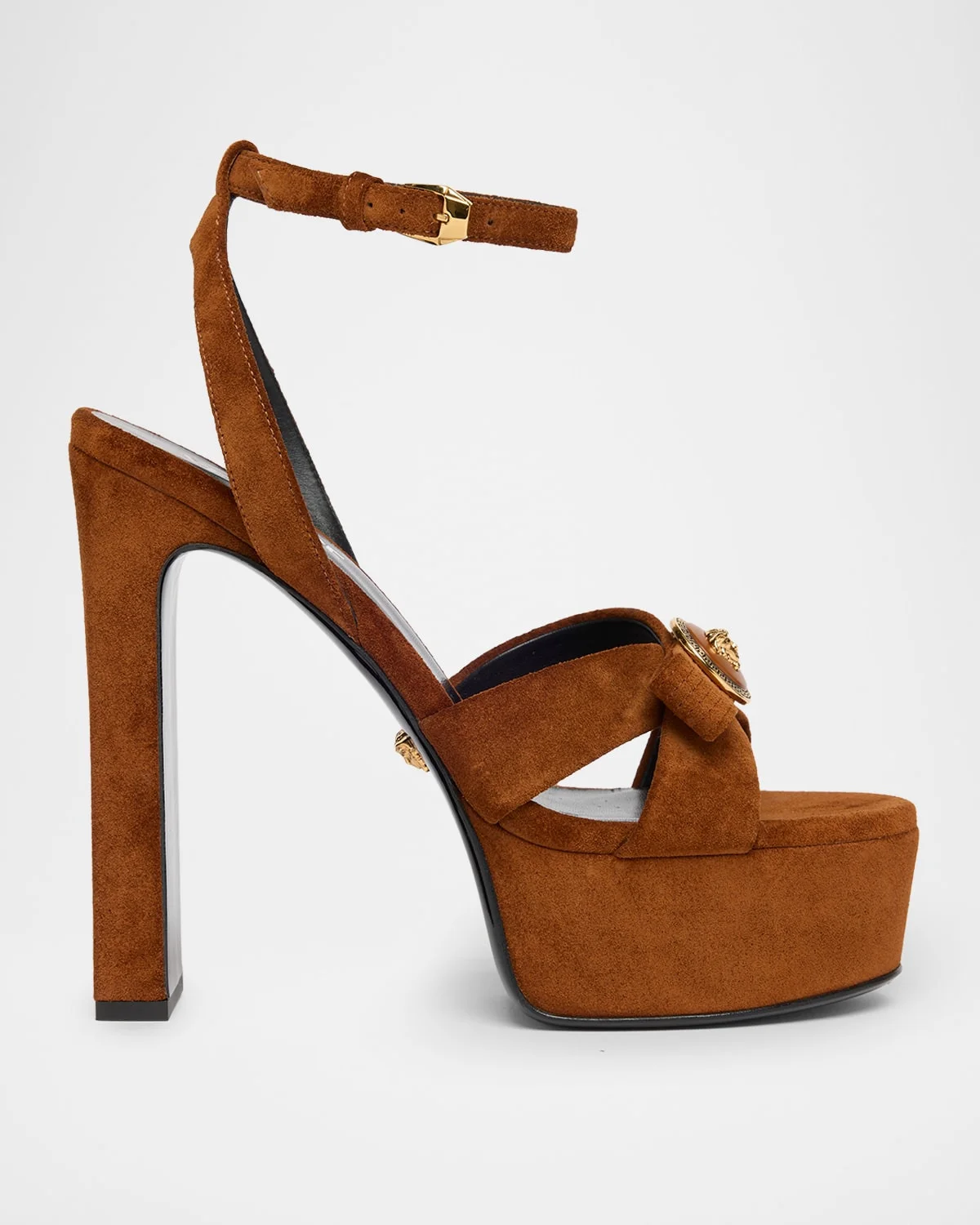140mm Gianni Ribbon Suede Platform Sandals - 1