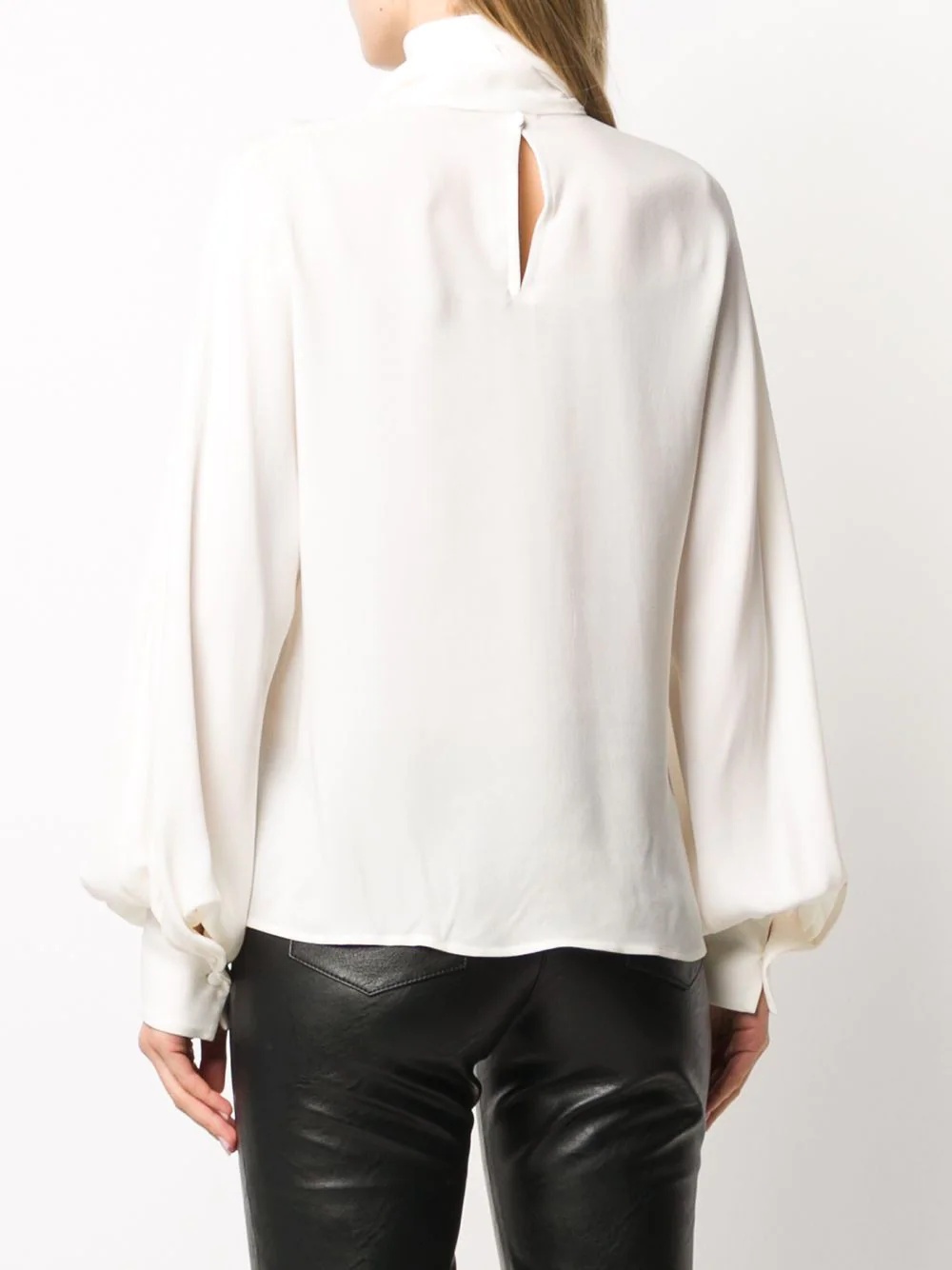 high-neck billowing sleeved blouse - 4