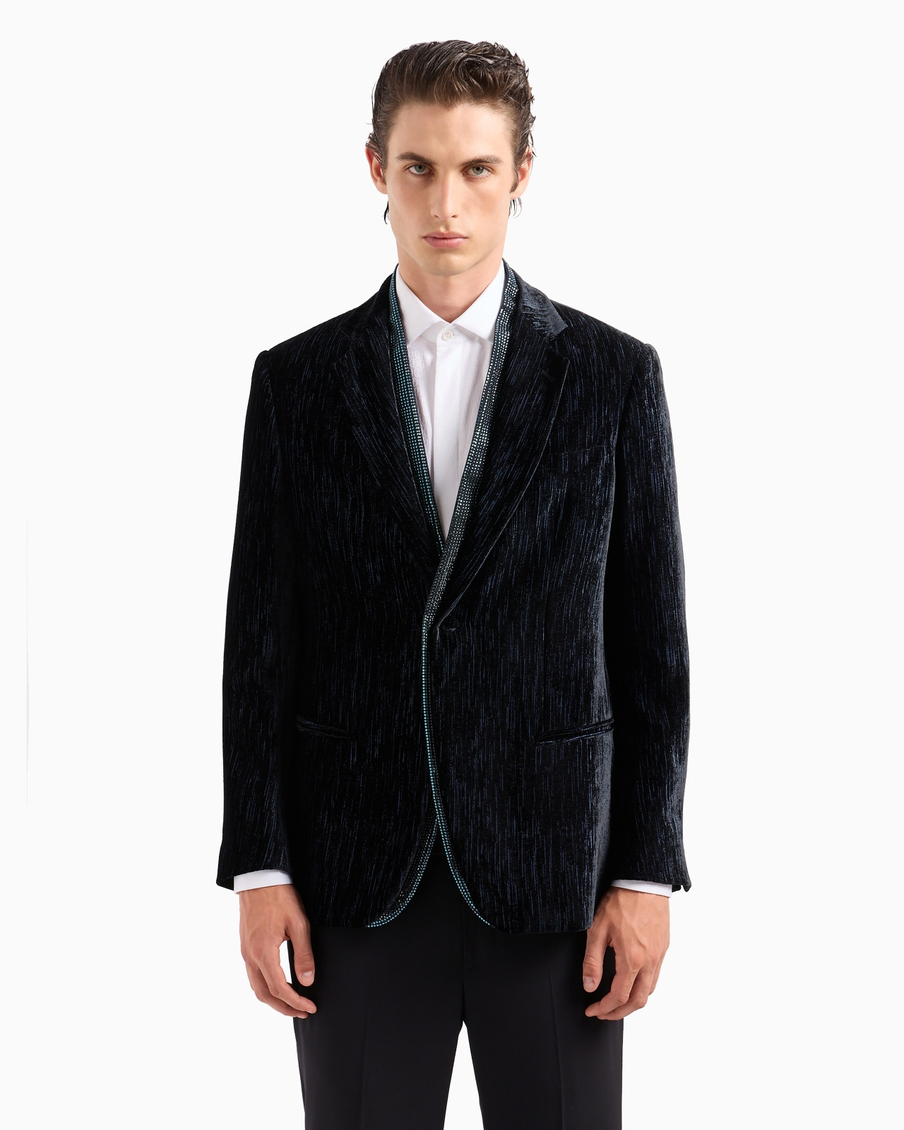 Soho line single-breasted tuxedo jacket in rhinestoned velvet - 4