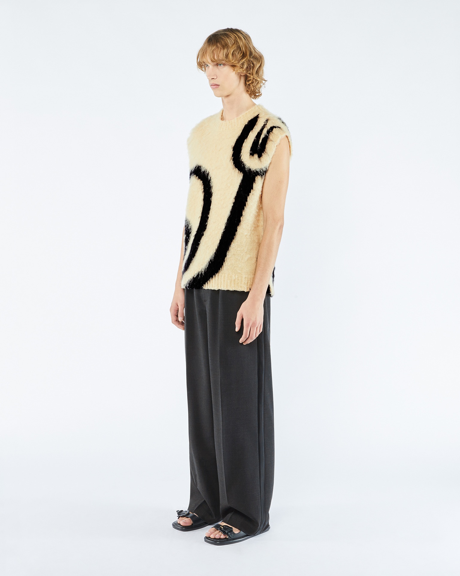 CURRAIN - Brushed merino wool vest - Vintage creme/black - 4