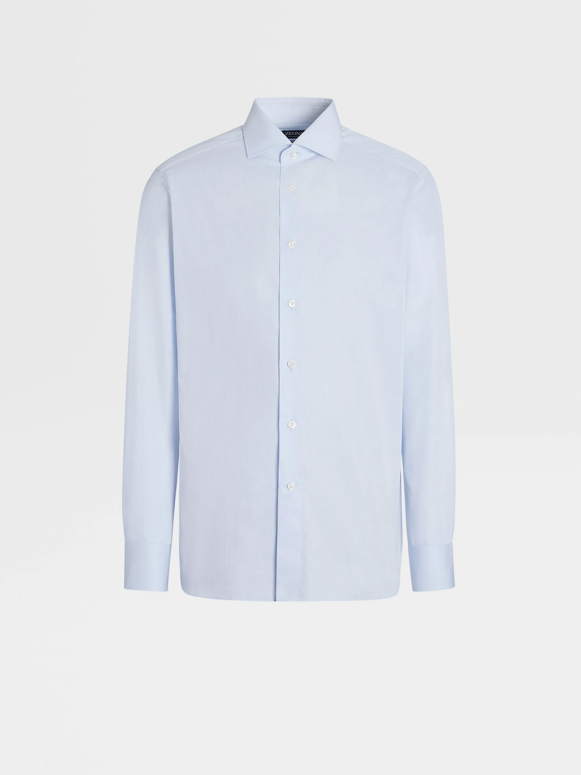 LIGHT BLUE CENTOVENTIMILA COTTON MICRO-STRIPED SHIRT - 1