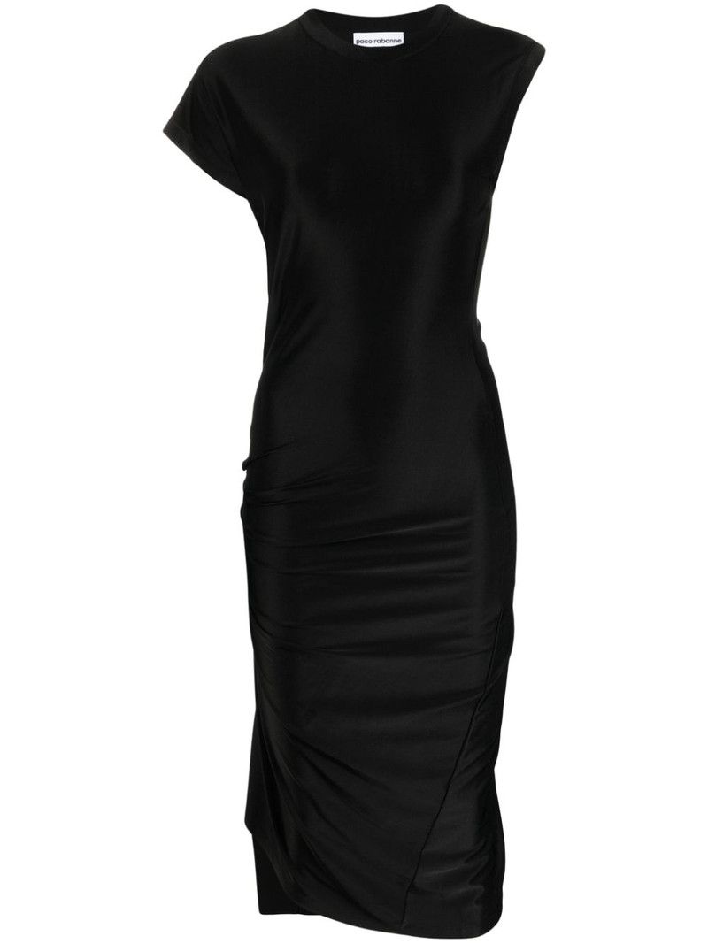 asymmetric draped midi dress 1