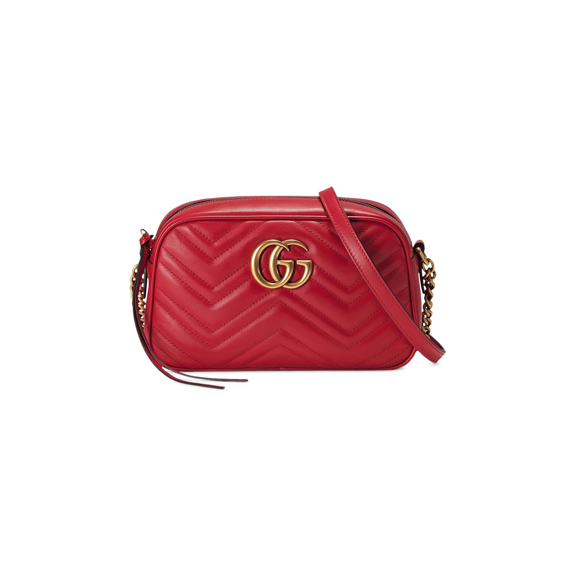 Gucci GG Marmont Small Matelassé Shoulder Bag 'Hibiscus Red' - 1