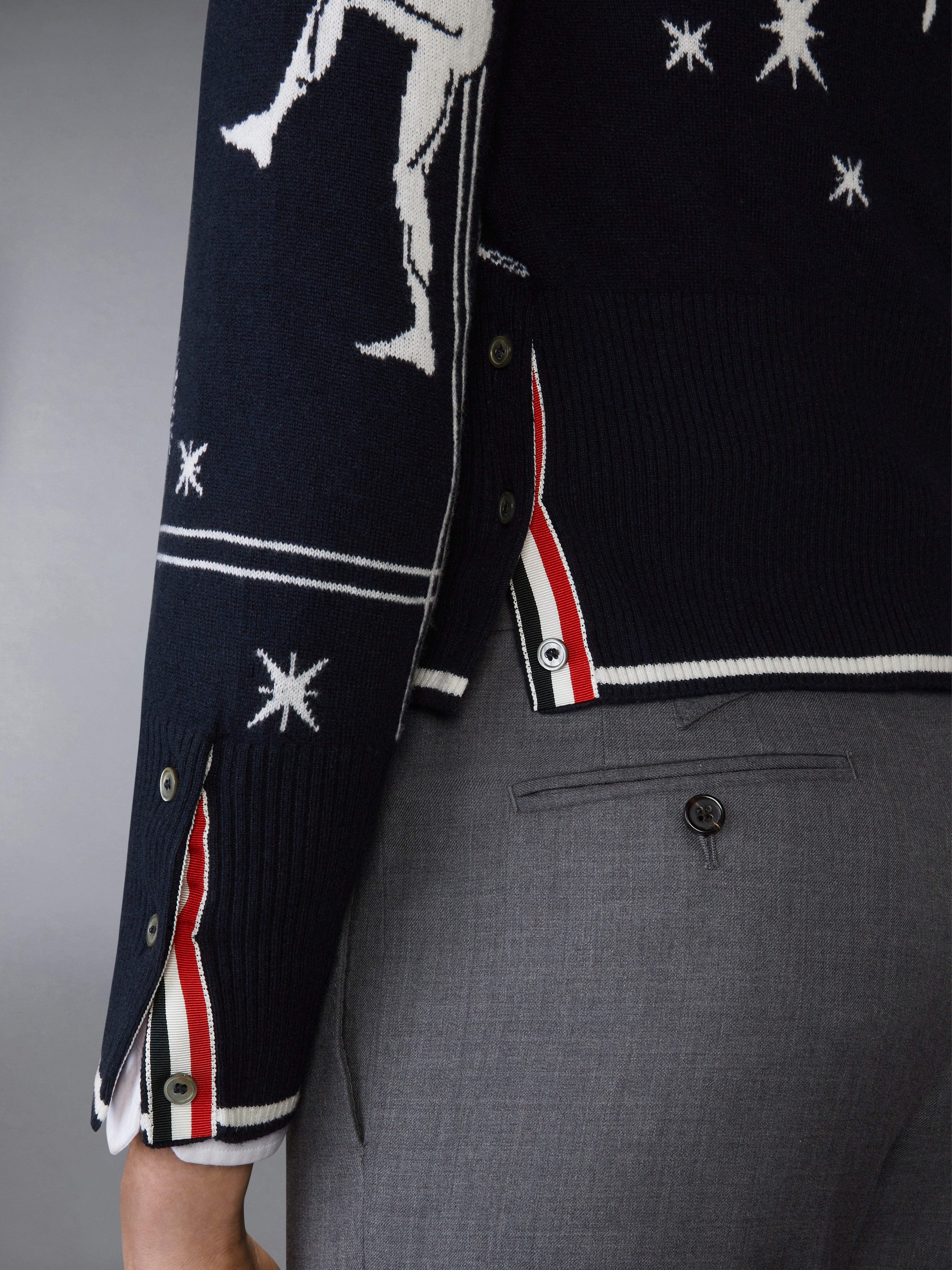 OLYMPIC CONSTELLATION CLASSIC CASHMERE V NECK CARDIGAN - 4