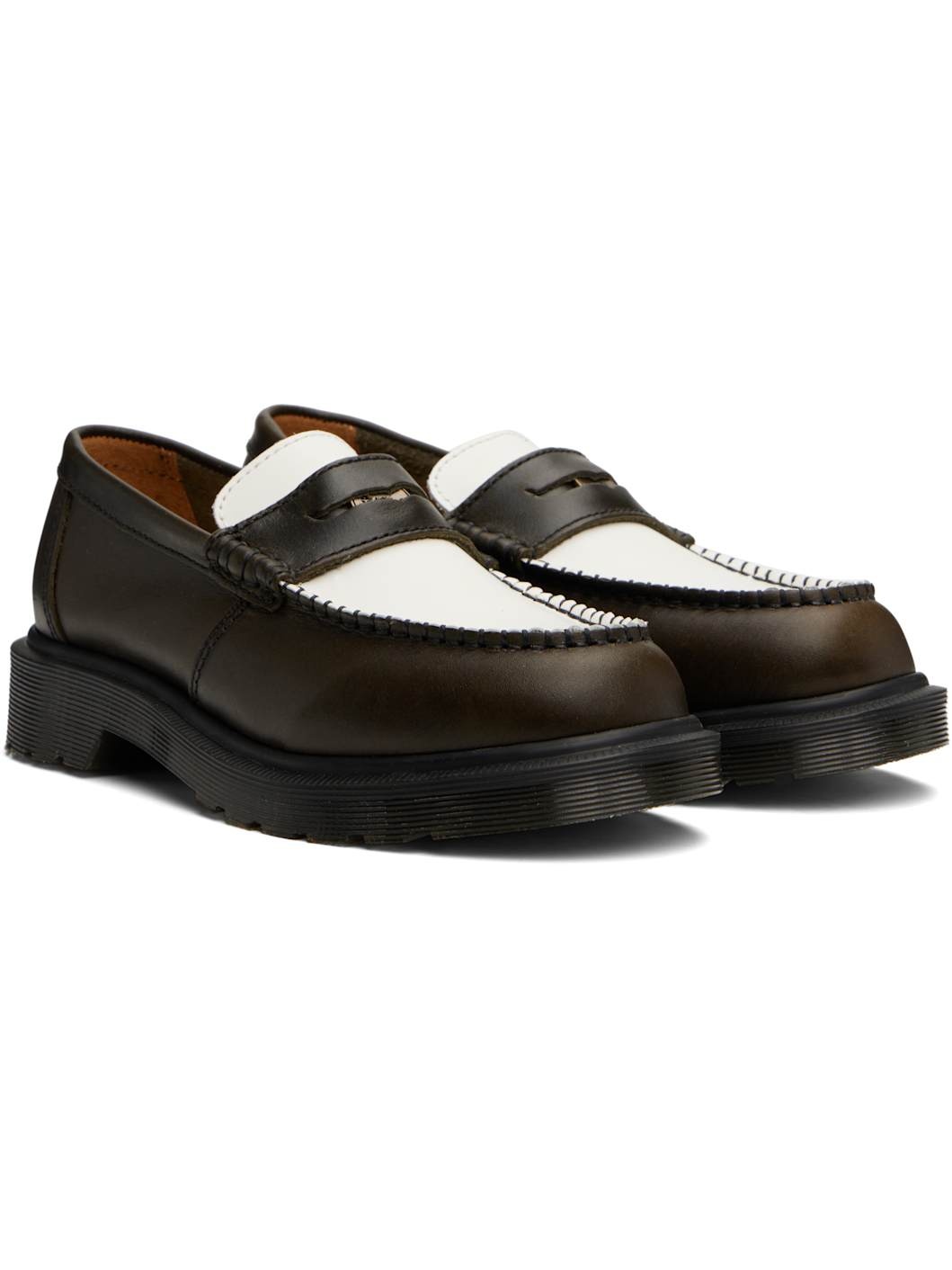 Brown & White Penton Two-Tone Leather Loafers - 4