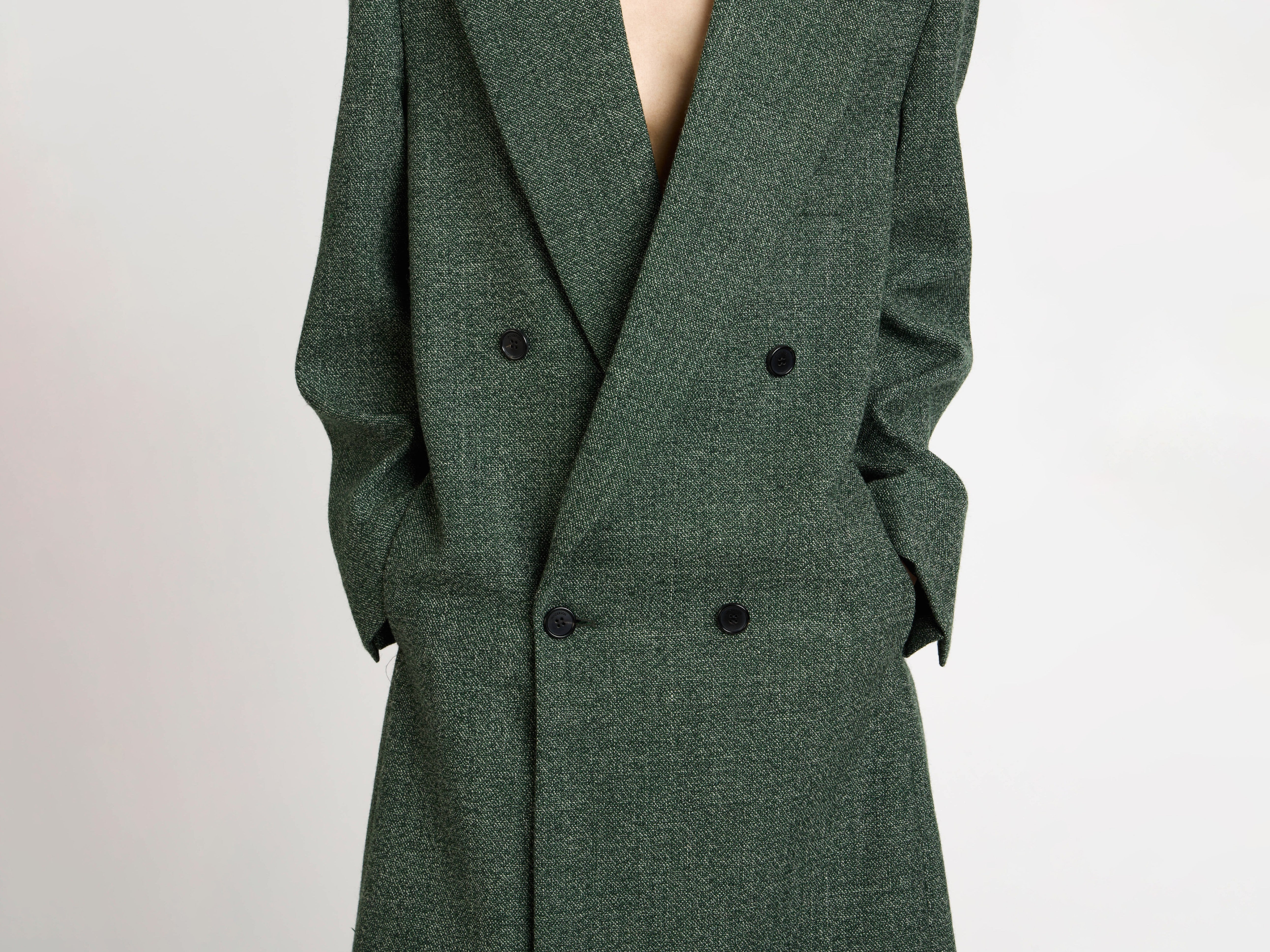 DOUBLE BREASTED COAT IN BOTTLE GREEN - 3