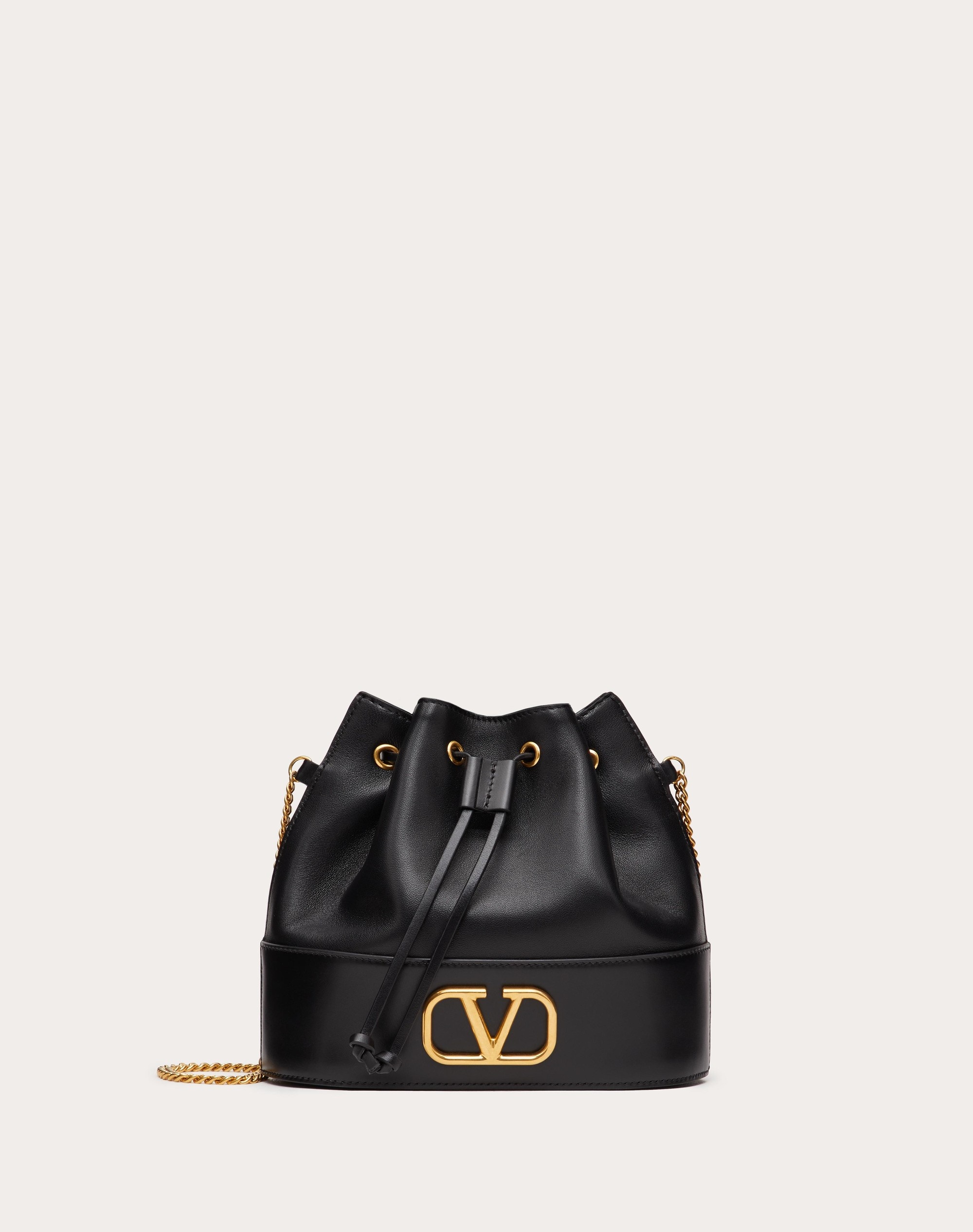 MINI VLOGO SIGNATURE BUCKET BAG IN NAPPA LEATHER