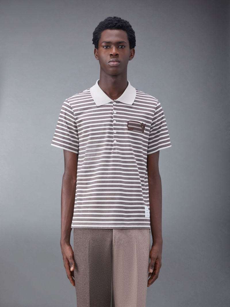 Stripe Jersey Whale Icon Short Sleeve Polo 1