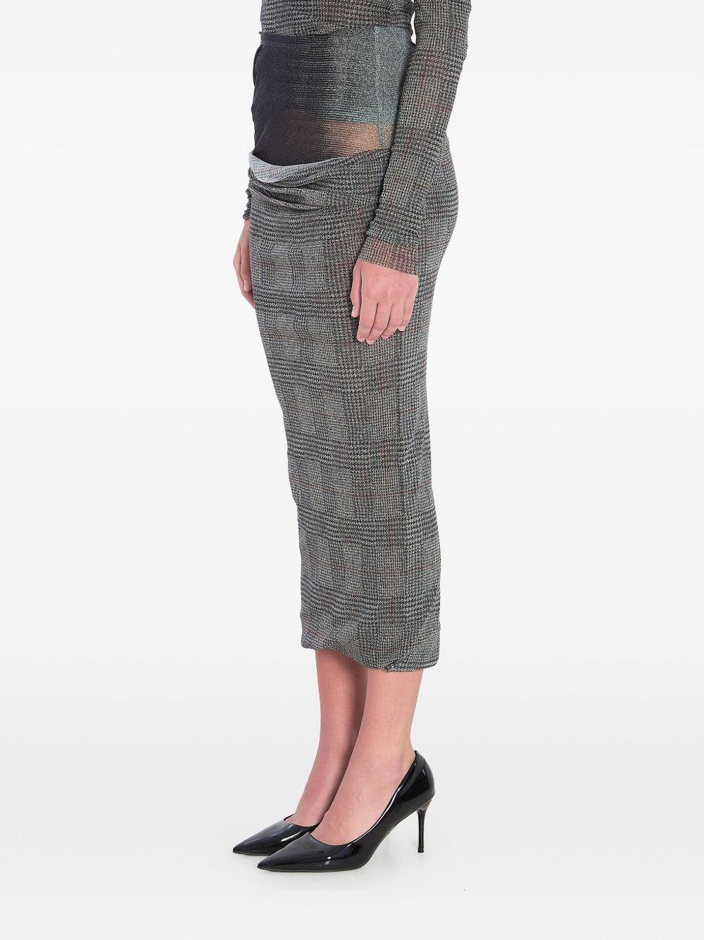 Body Shadow checked midi skirt - 4