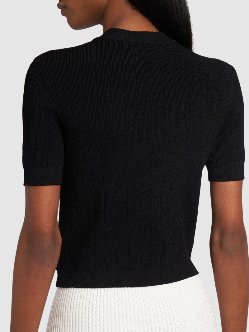 Short sleeve viscose knit cardigan - 3