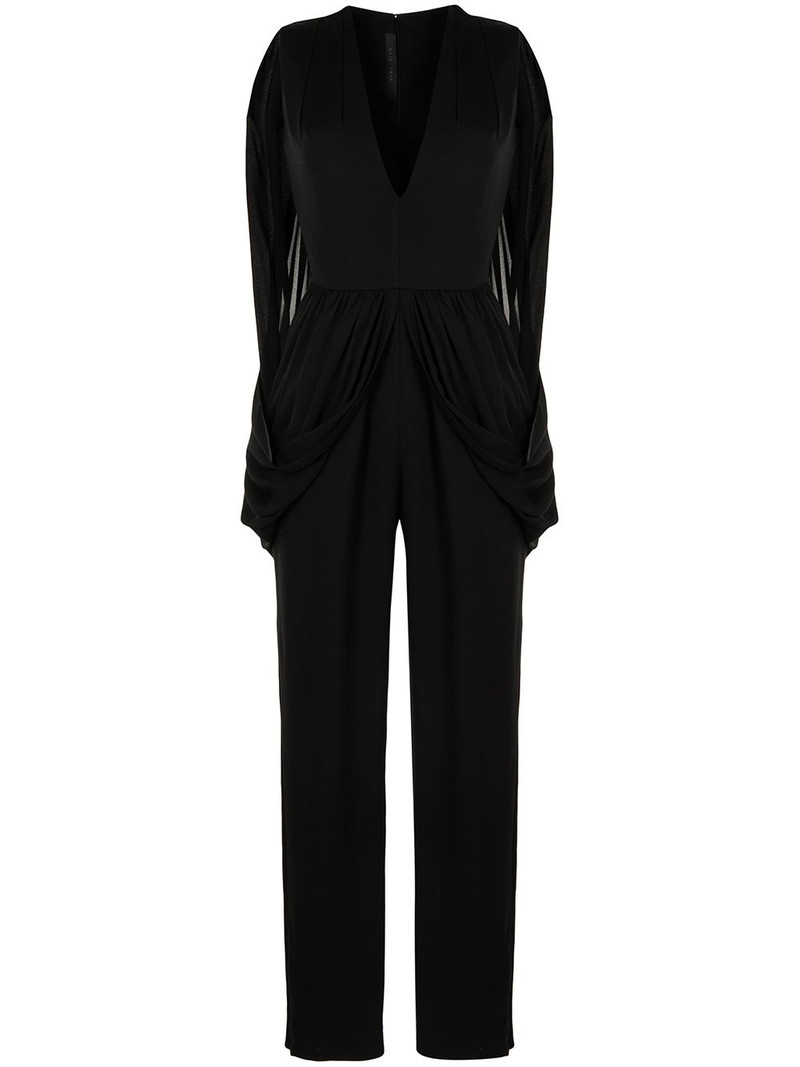V-plunge cape jumpsuit 1