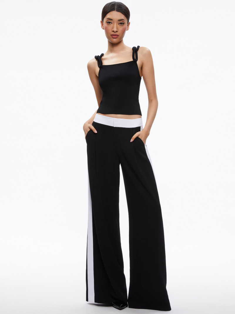 Alice + Olivia ERIC MID RISE PANT WITH TUX STRIPE outlook