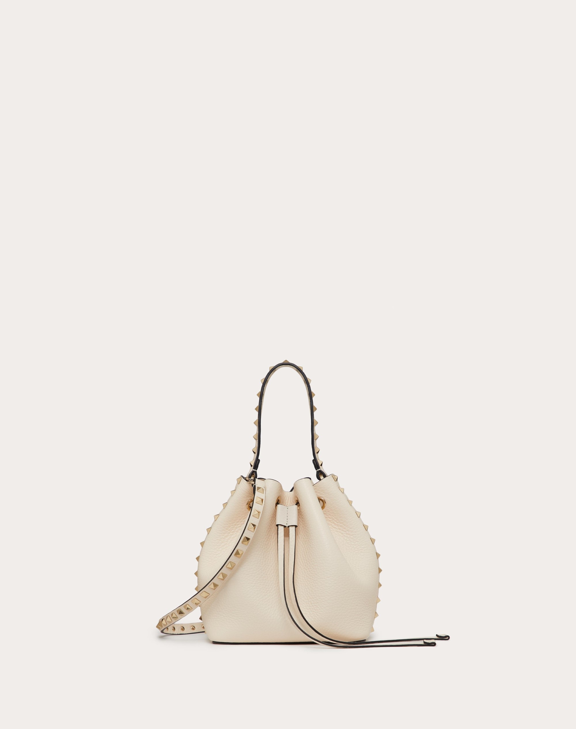 ROCKSTUD GRAINY CALFSKIN BUCKET BAG - 1