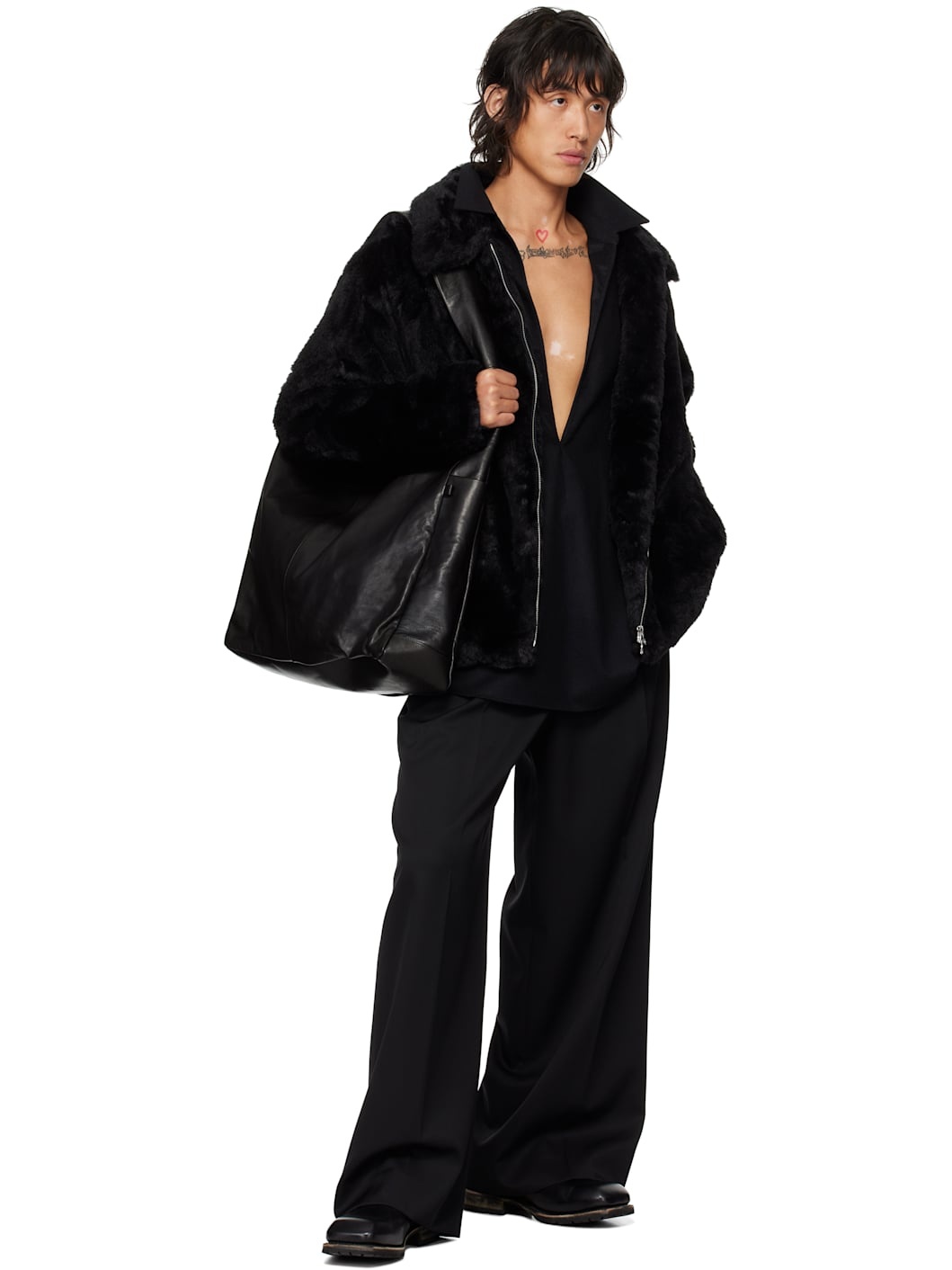 Black Acrylic Faux-Fur Jacket - 4