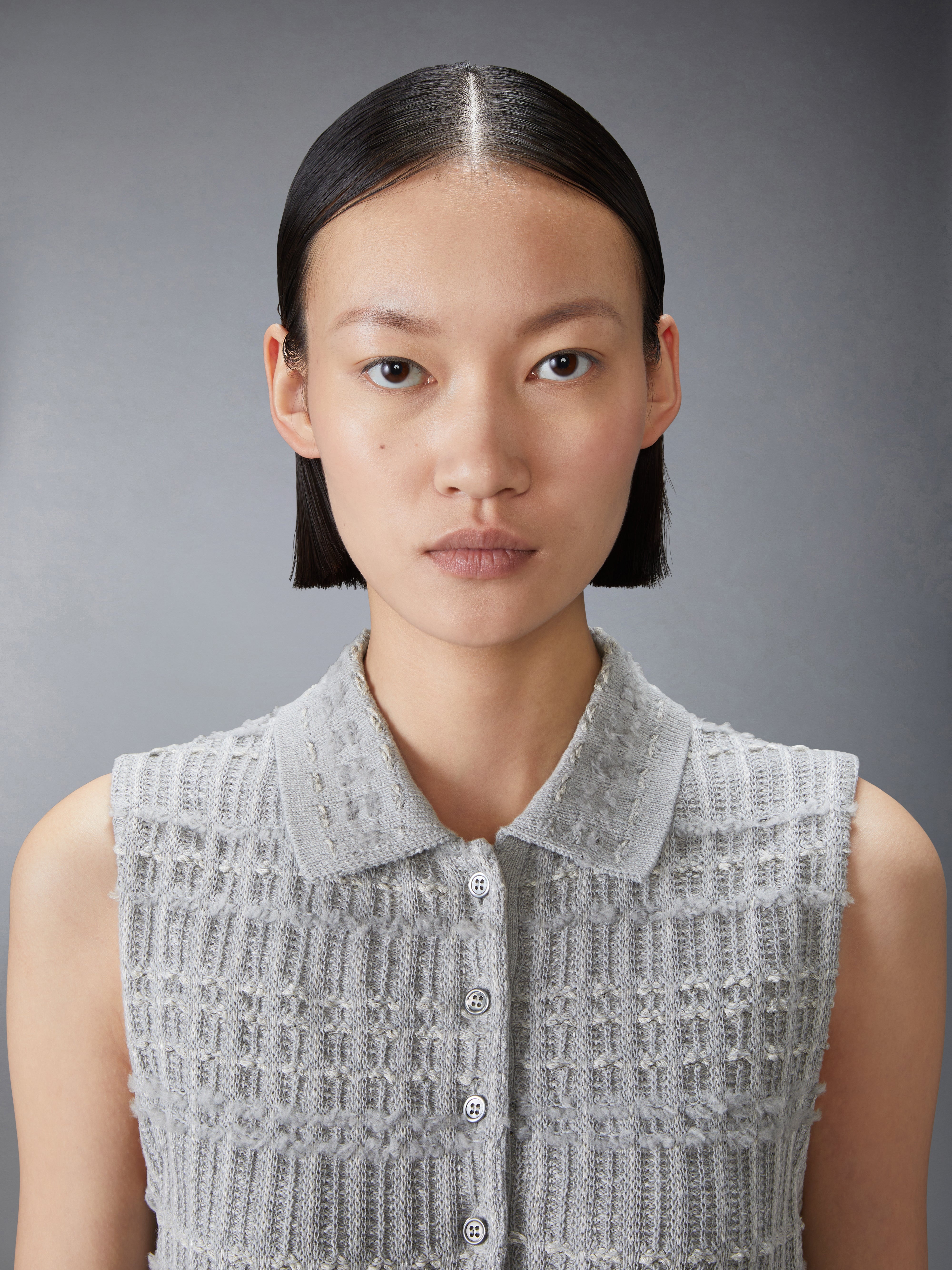 SEERSUCKER KNIT TWEED JACQUARD POLO MINI DRESS - 6