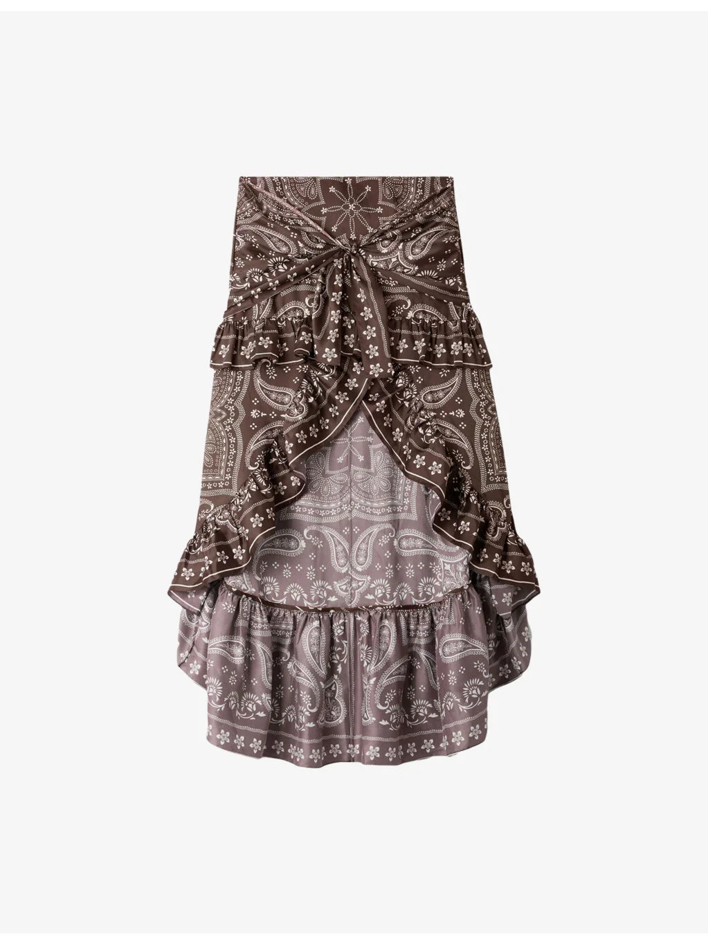 Bandana-Print Ruffled Satin Mini Skirt - 1